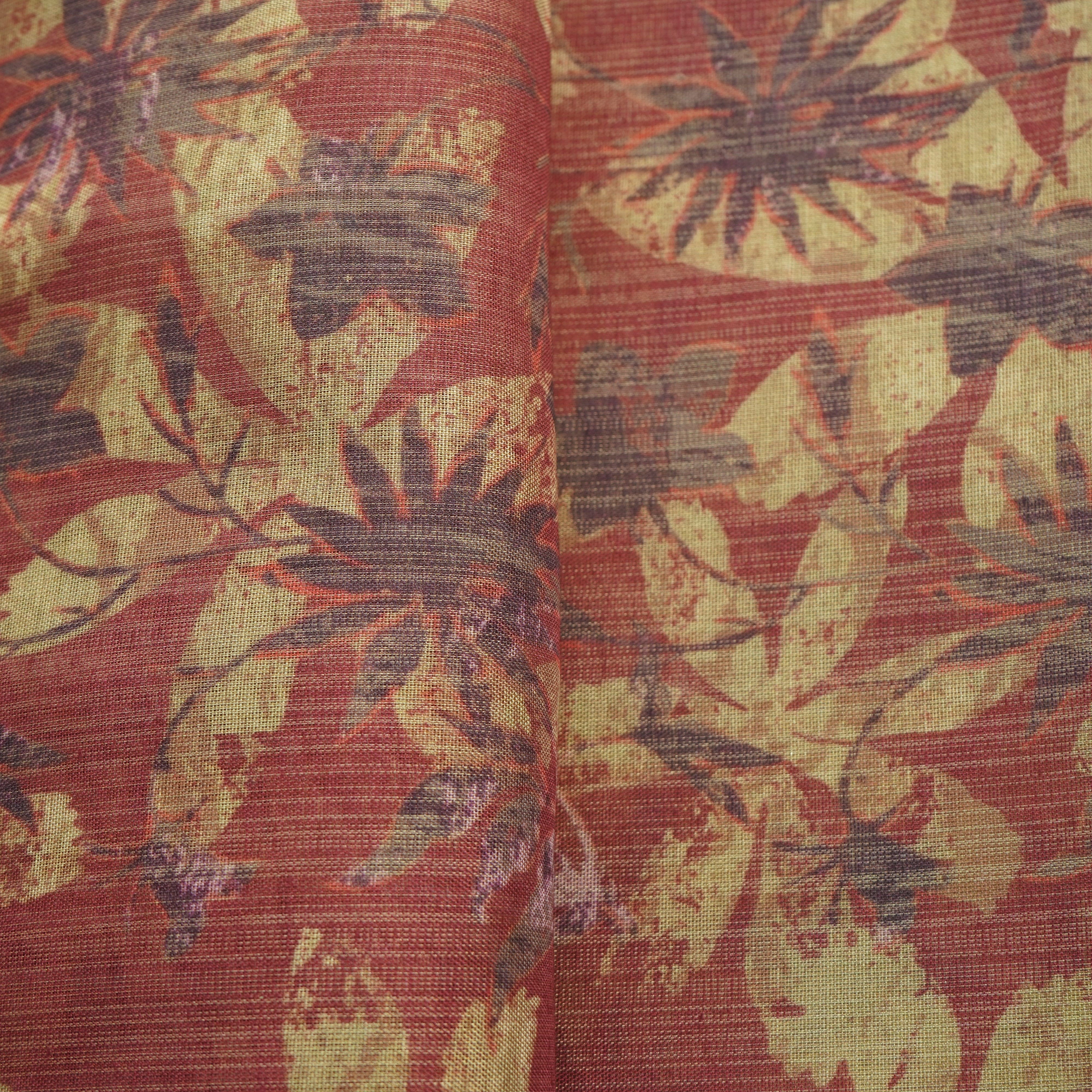 Dull Pink Floral Print Zari Organza Fabric - Image 2