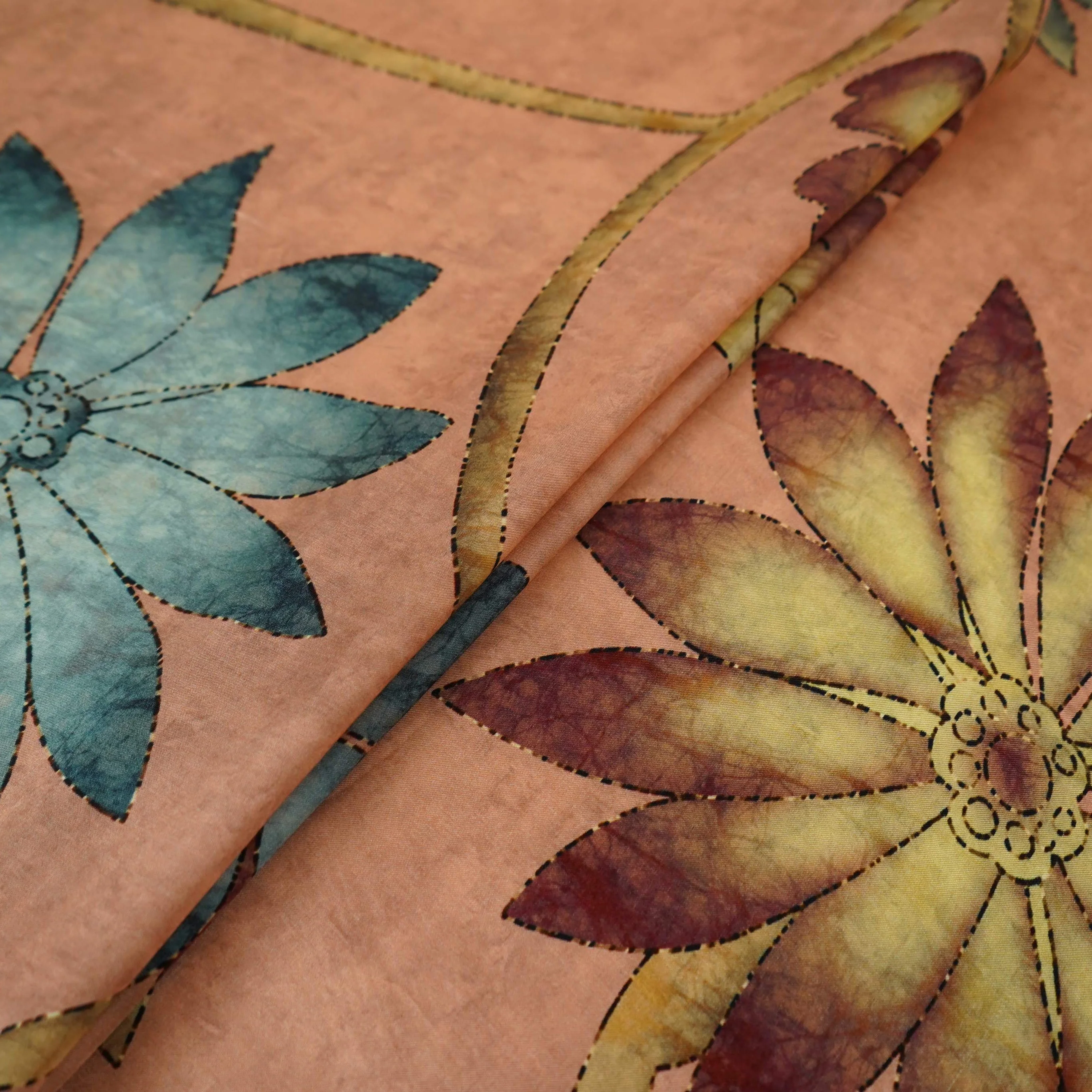 Dusty Mauve floral print Silk Satin Fabric NVC-31570 - Image 5