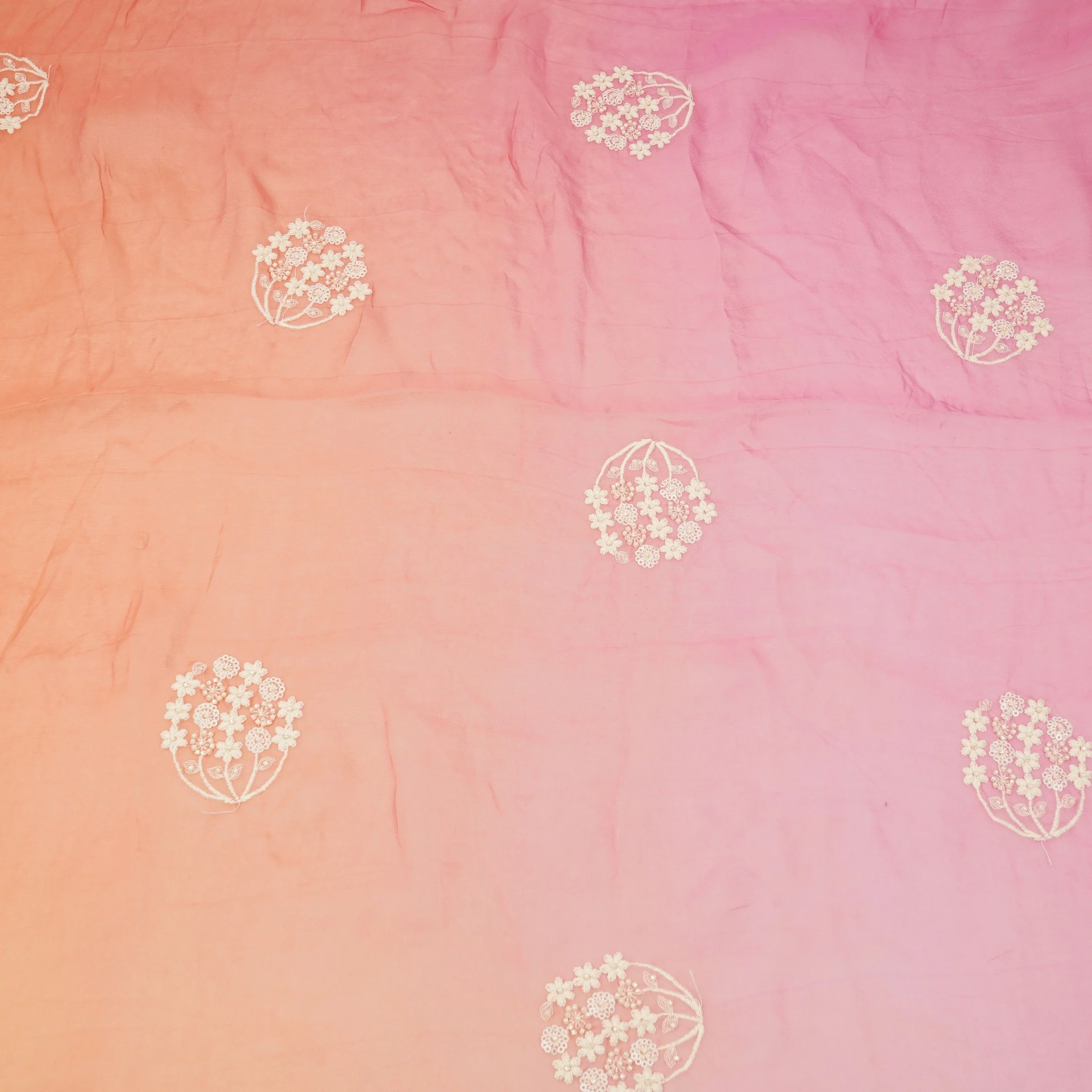 Dusty Rose with Multicolor 4D thread embroidery Organza Fabric VFS-31675 - Image 2