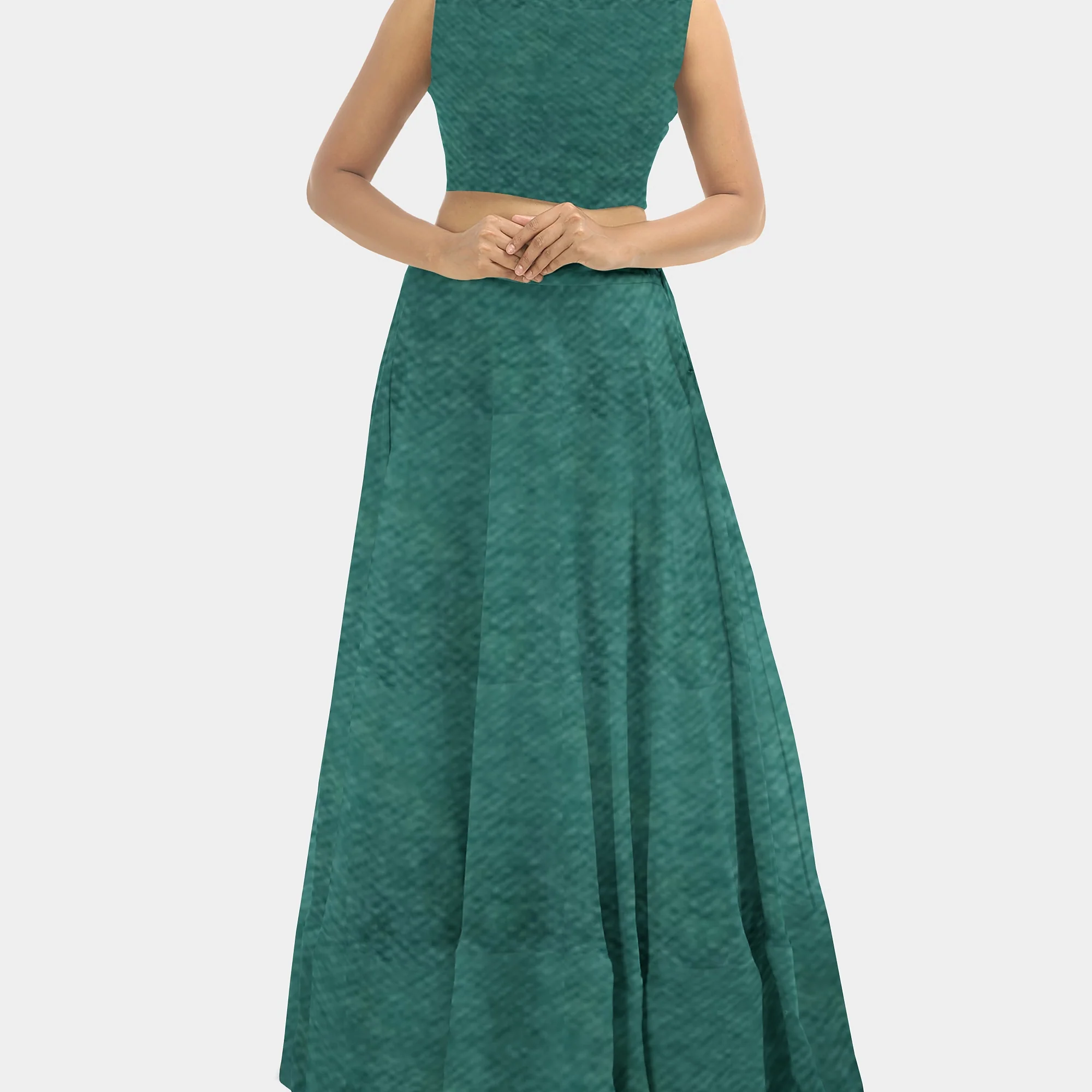 Emerald Dark Green Solid Satin Fabric - Image 6