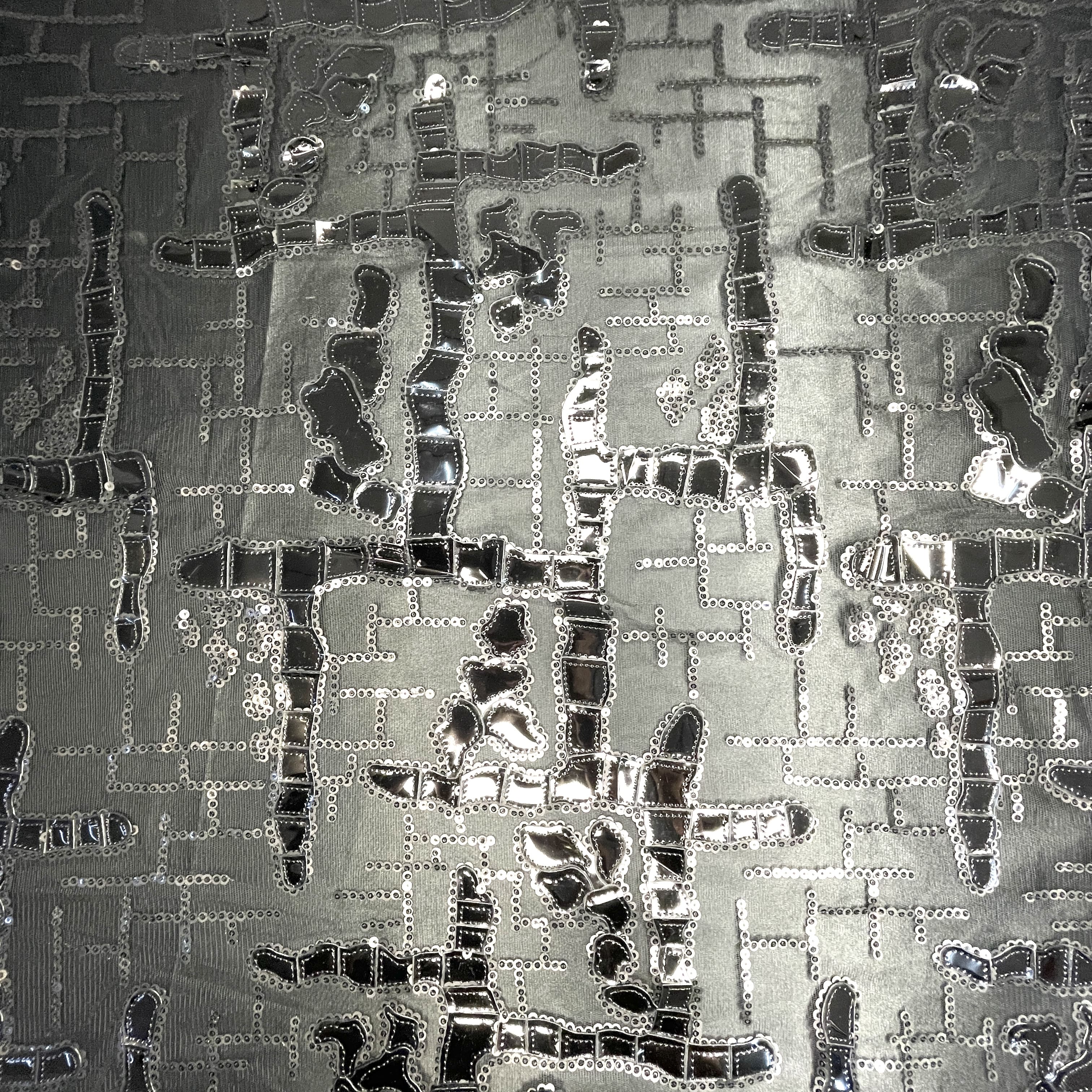 Exclusive Black Sequins Metallic Net Fabric - Image 2