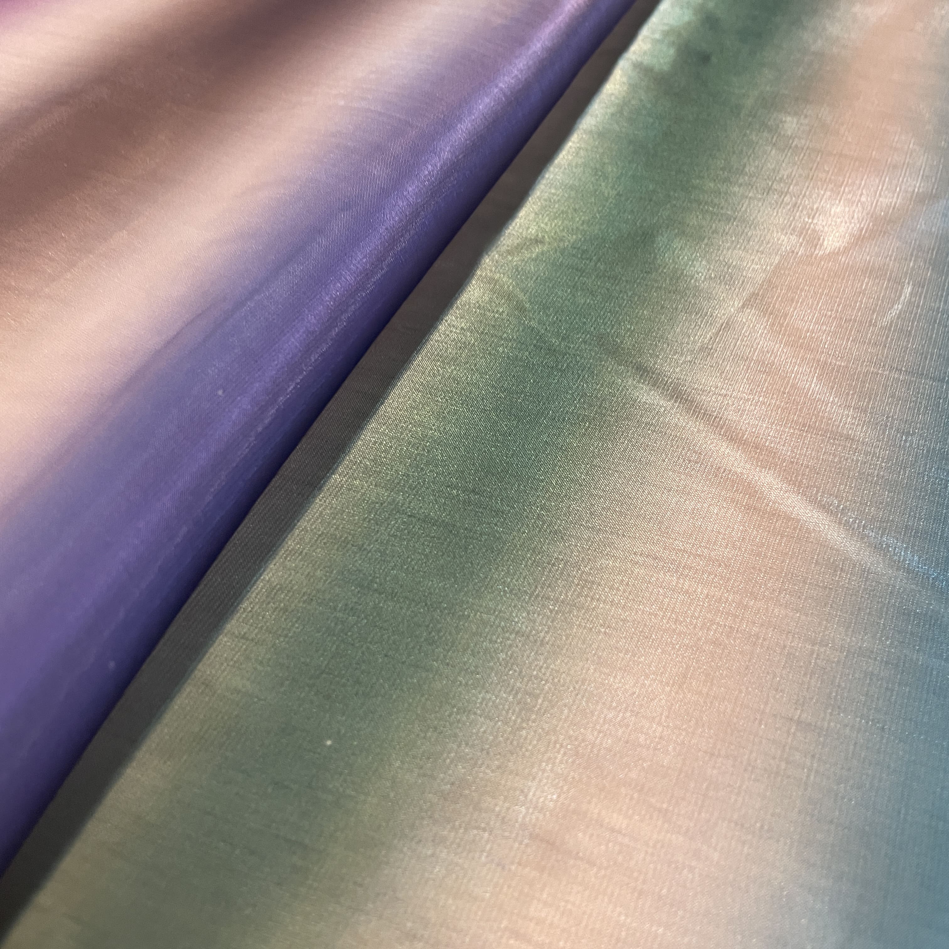 Exclusive Brown Multicolor Stripes Organza Fabric - Image 3