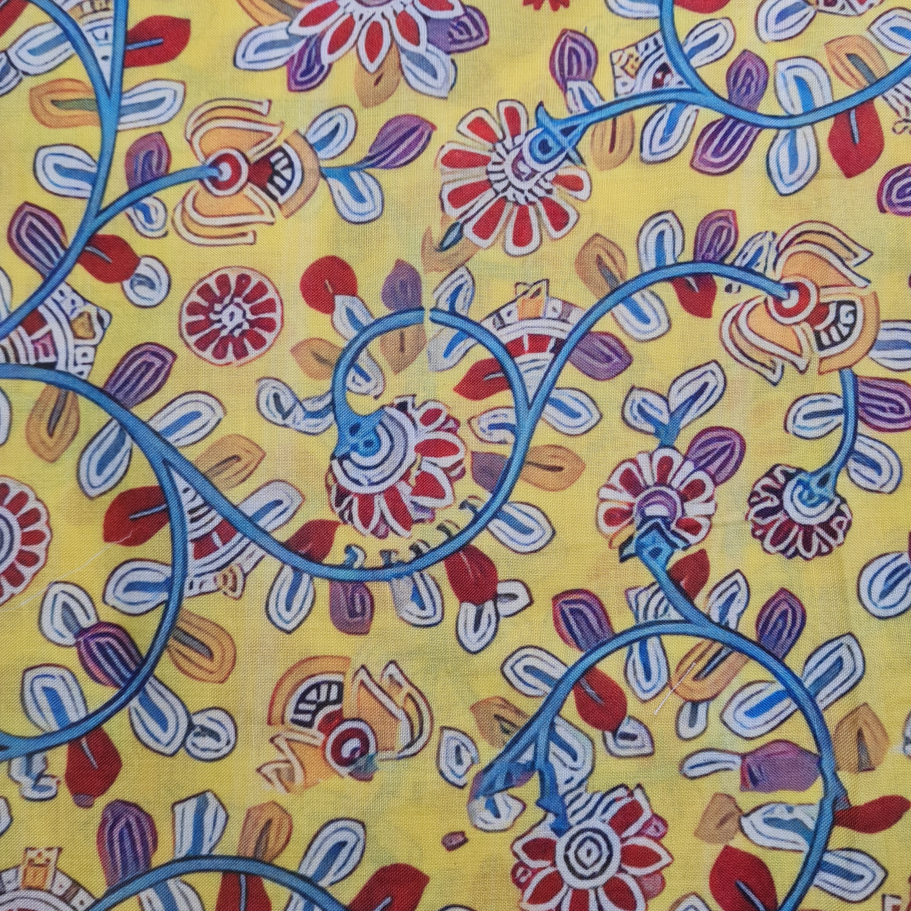 Exclusive Light Yellow Floral Print Cambric Cotton Fabric - Image 2