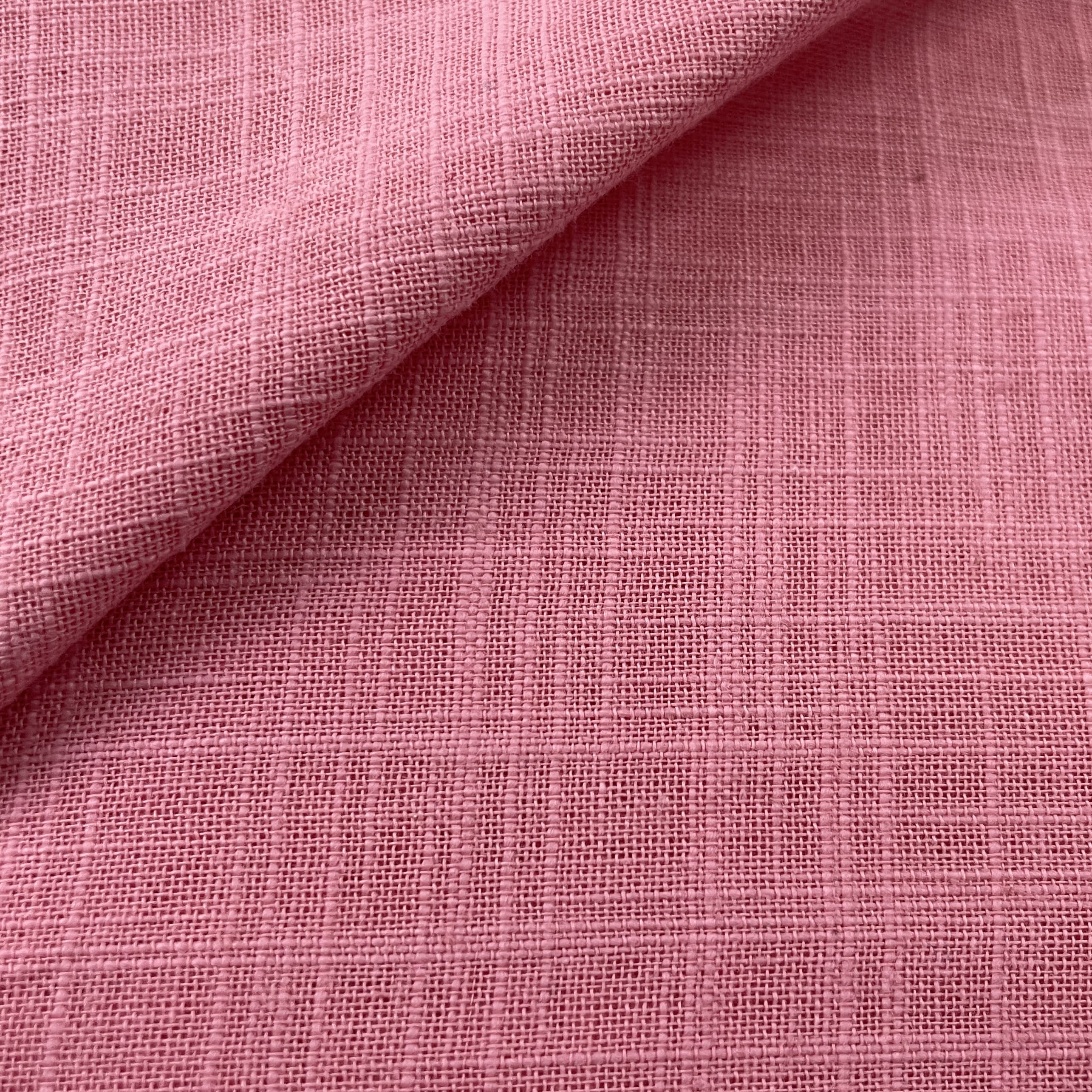 Exclusive Cotton Linen Slub Light Pink Solid Fabric - Image 3