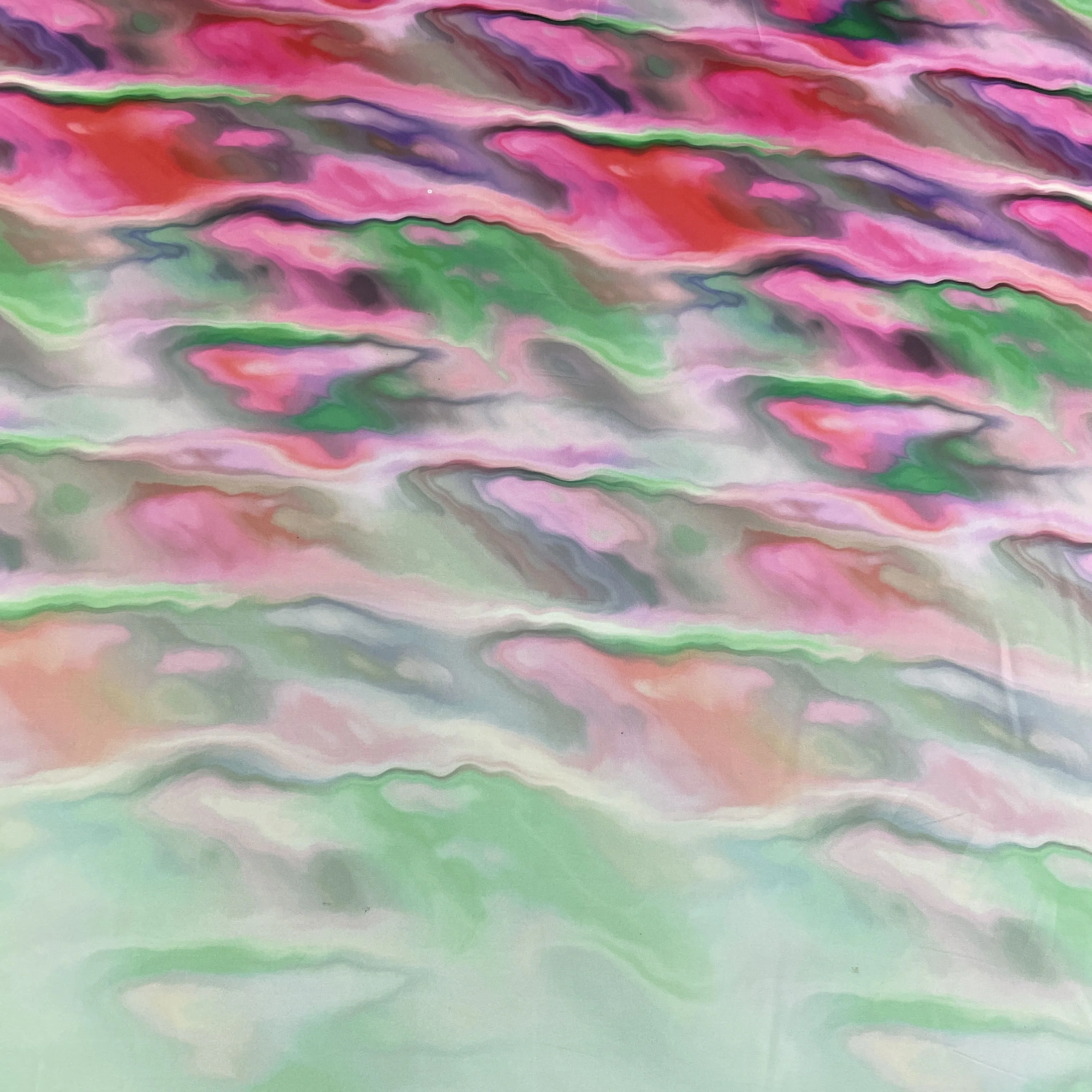 Exclusive Green Multicolor Abstract Print Armani Satin Fabric - Image 2