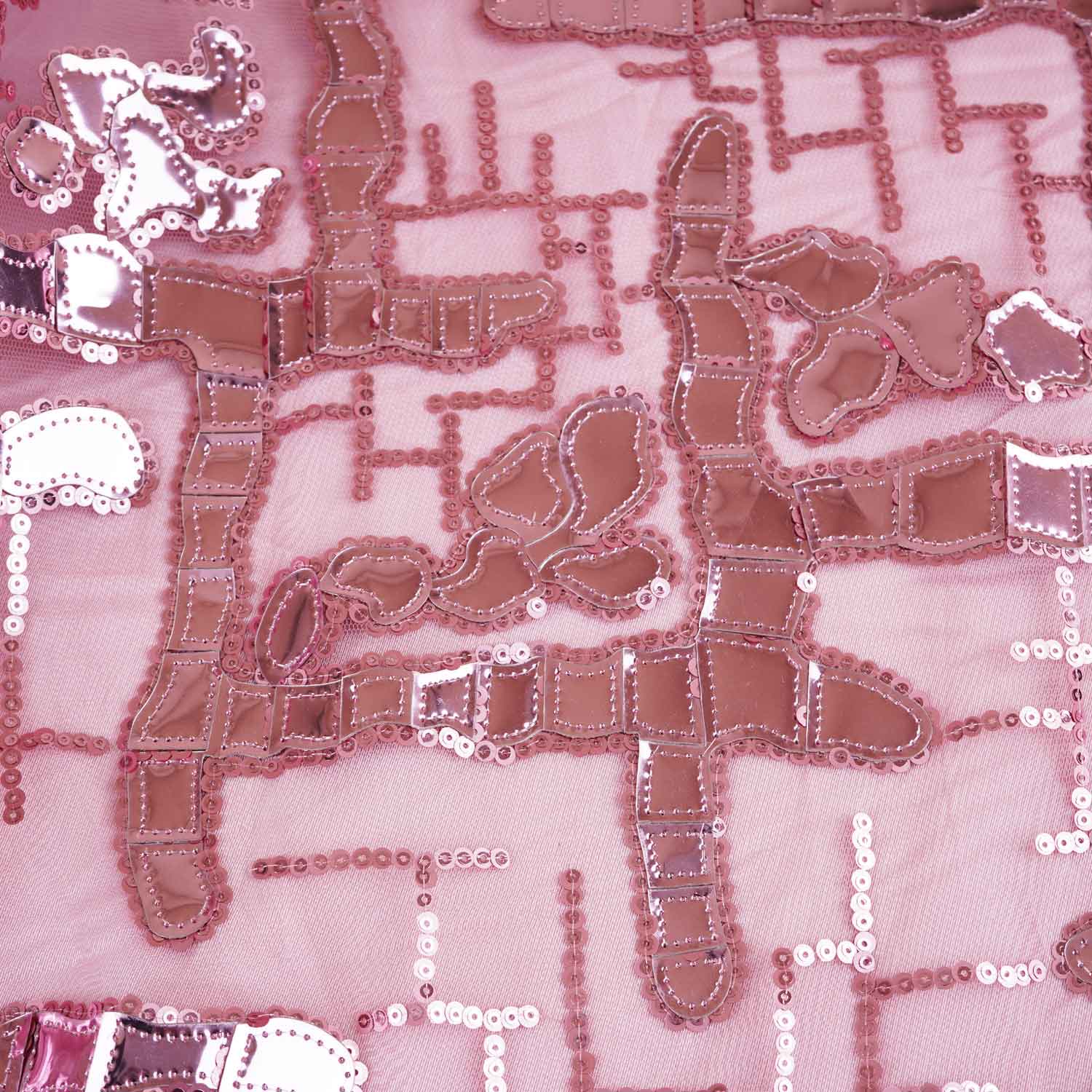 Exclusive Pink Sequins Metallic Net Fabric - Image 5