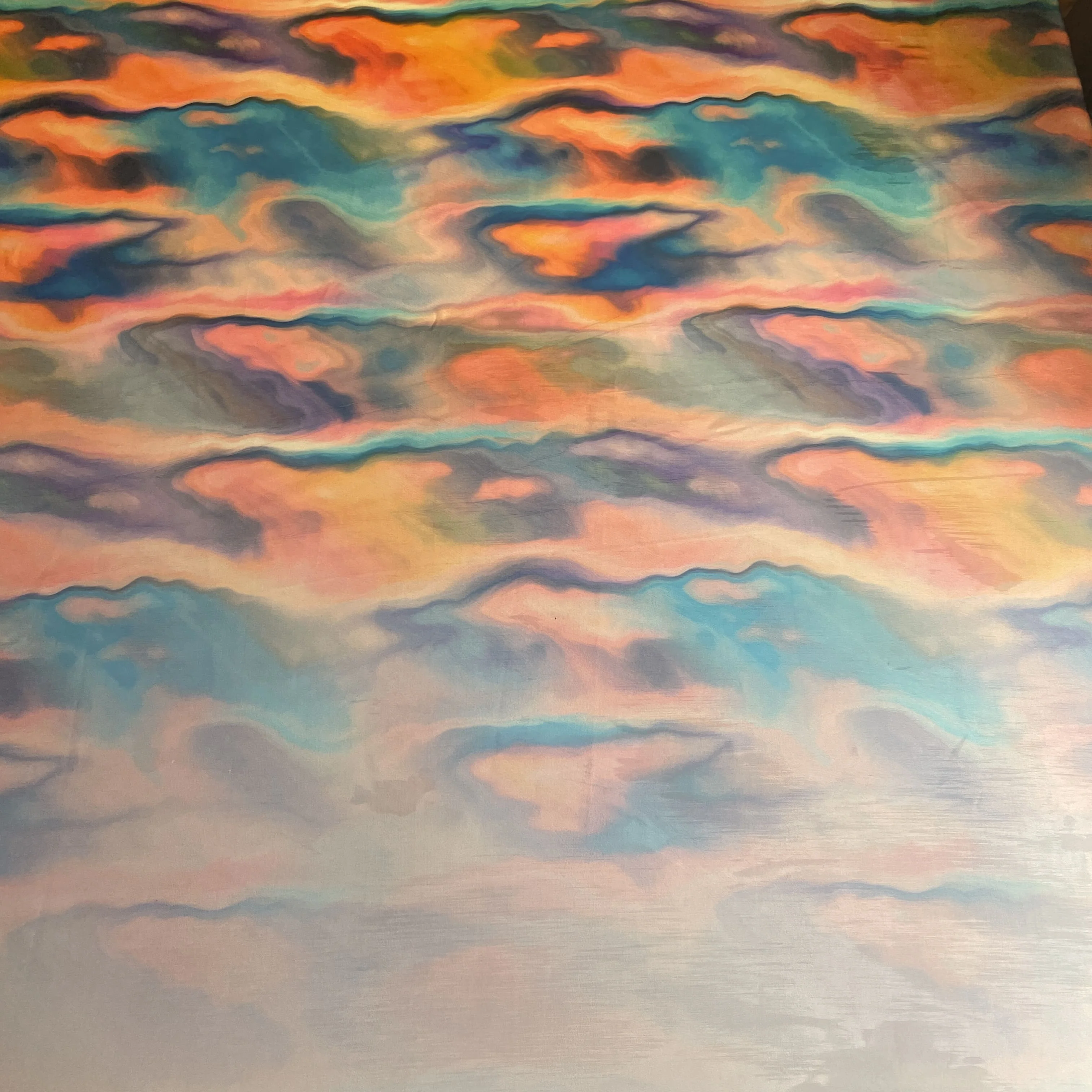 Exclusive Violet Multicolor Abstract Print Armani Satin Fabric - Image 2