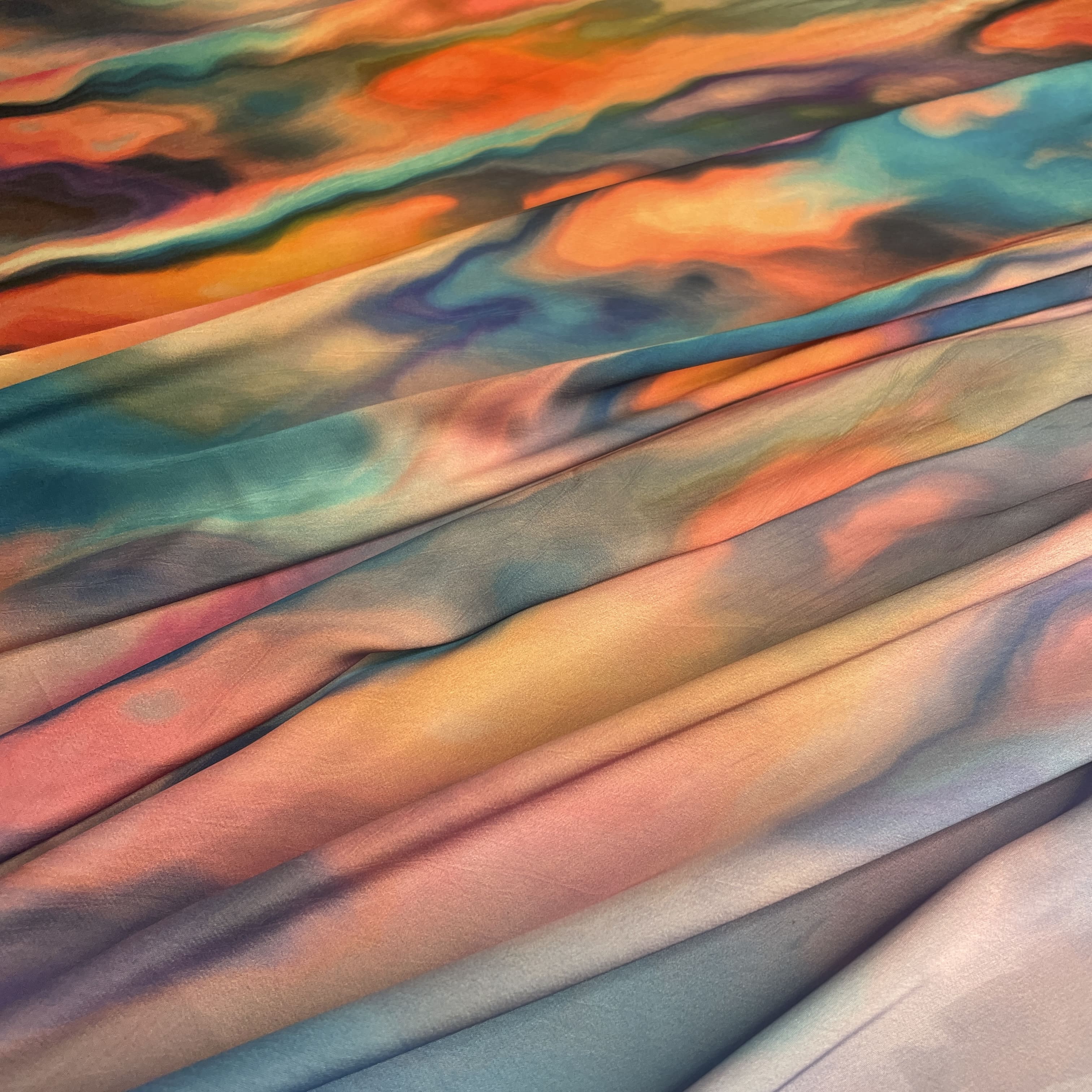 Exclusive Violet Multicolor Abstract Print Armani Satin Fabric - Image 3