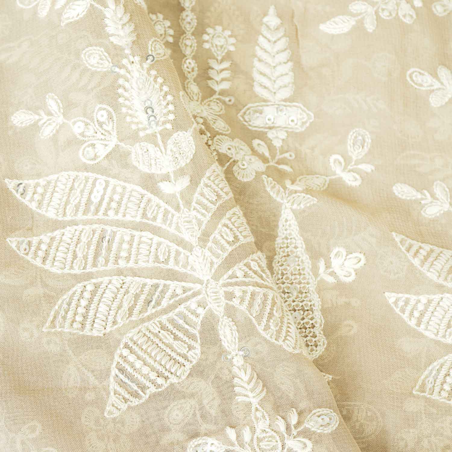 Fawn Chikankari Georgette Fabric DR-28081 - Image 3