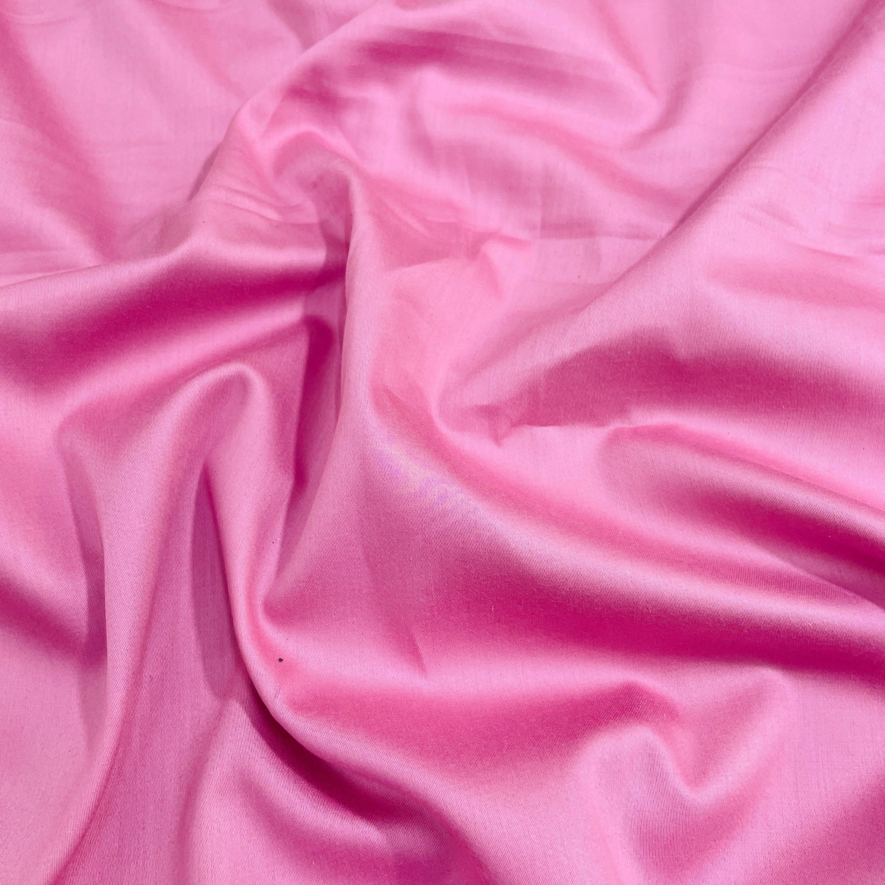 Flamingo Pink Solid Cotton Satin Fabric - Image 3
