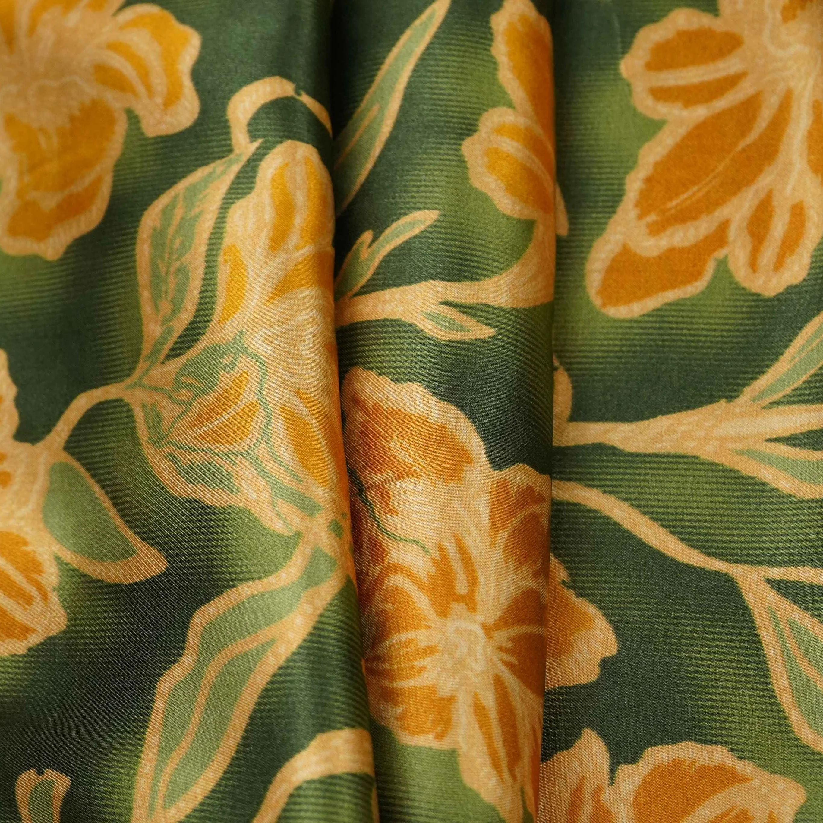 Forest Green floral print Bemberg Modal Silk Fabric KTP-31427 - Image 3