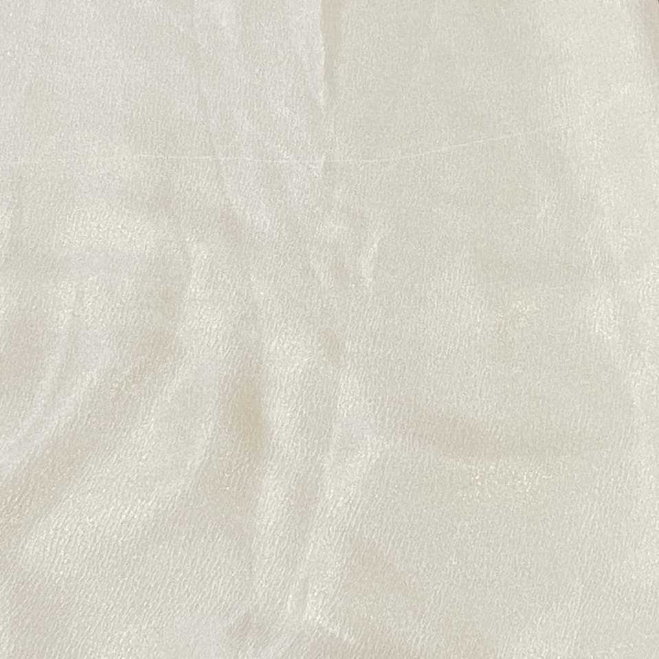 Cream Solid Silver Shimmer georgette Satin Fabric - Image 2