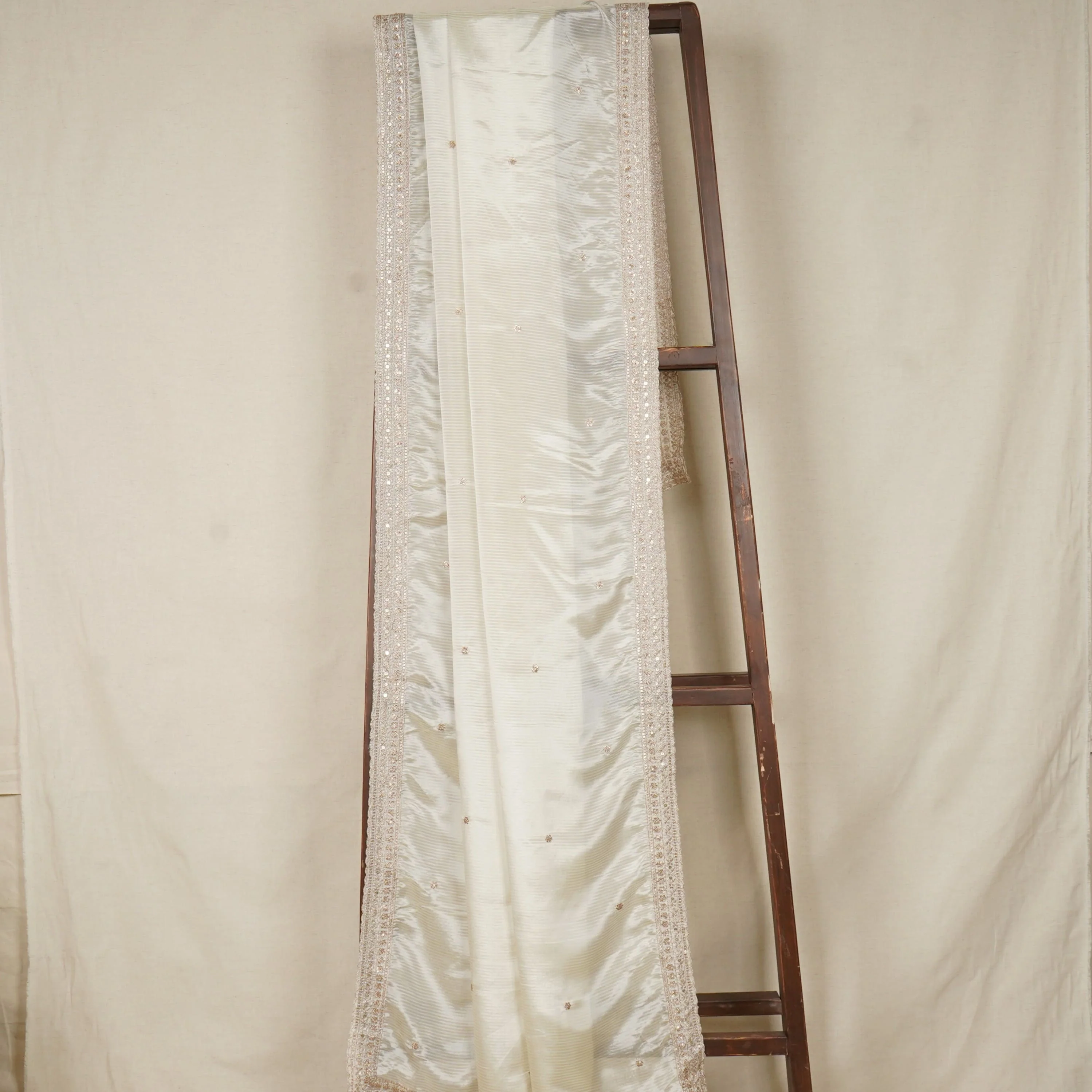 Gold Dyeable Zari Embroidery Silk Tissue Dupatta