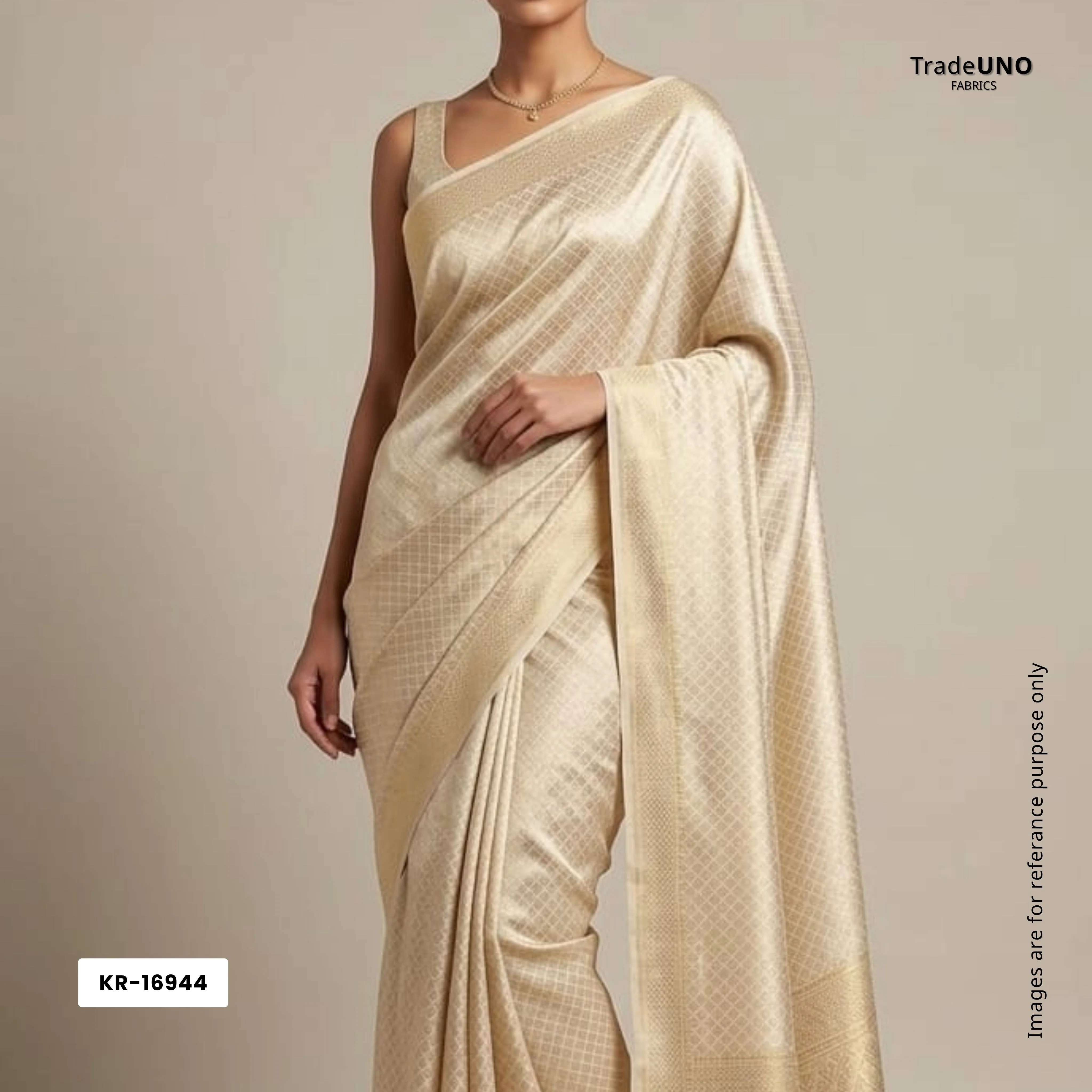 Gold Geometrical Abstract Jacquard Chiffon Silk KRE-16944 - Image 4
