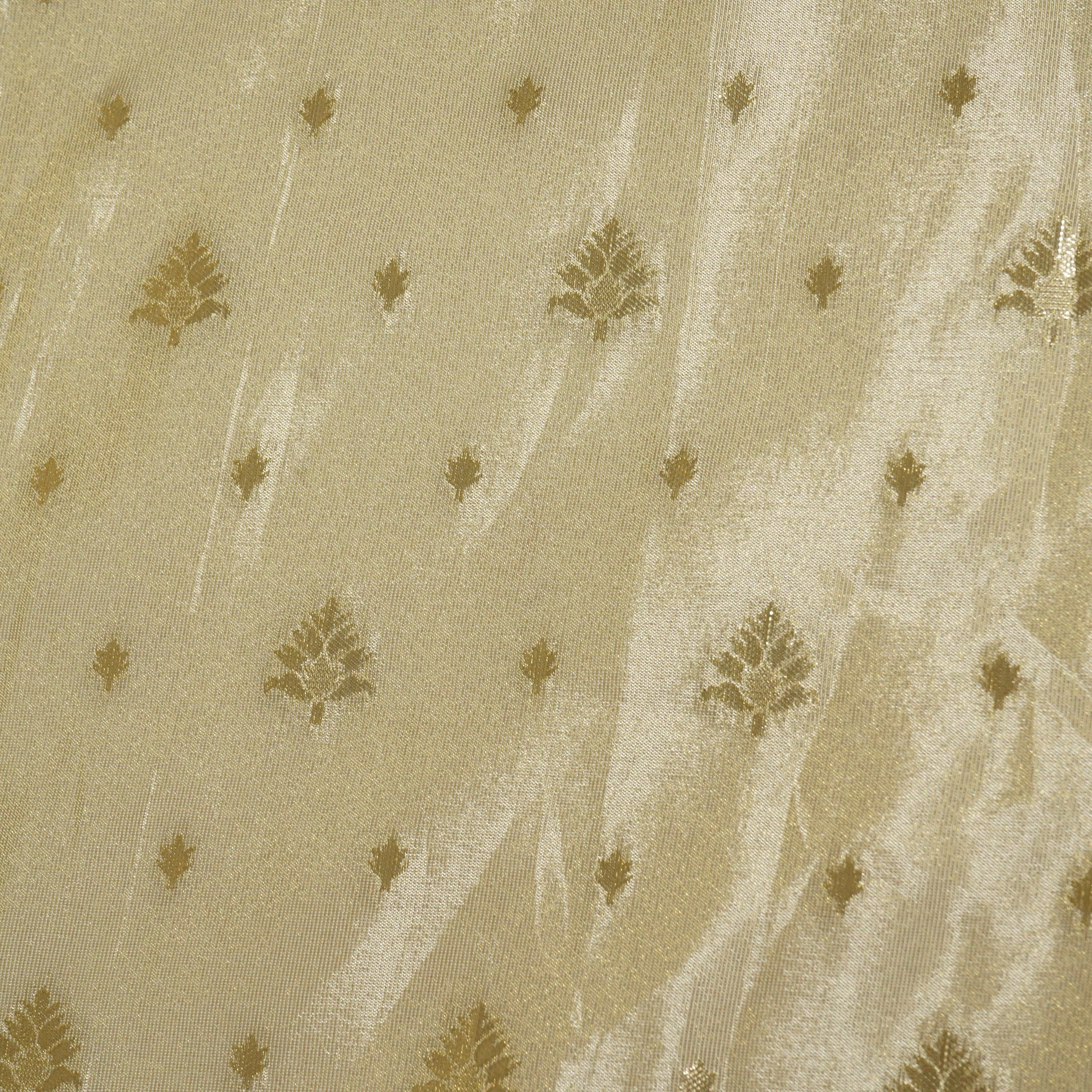 Gold Zari Embroidery Sequins Border Work Viscose Tissue DF-15709 - Image 4