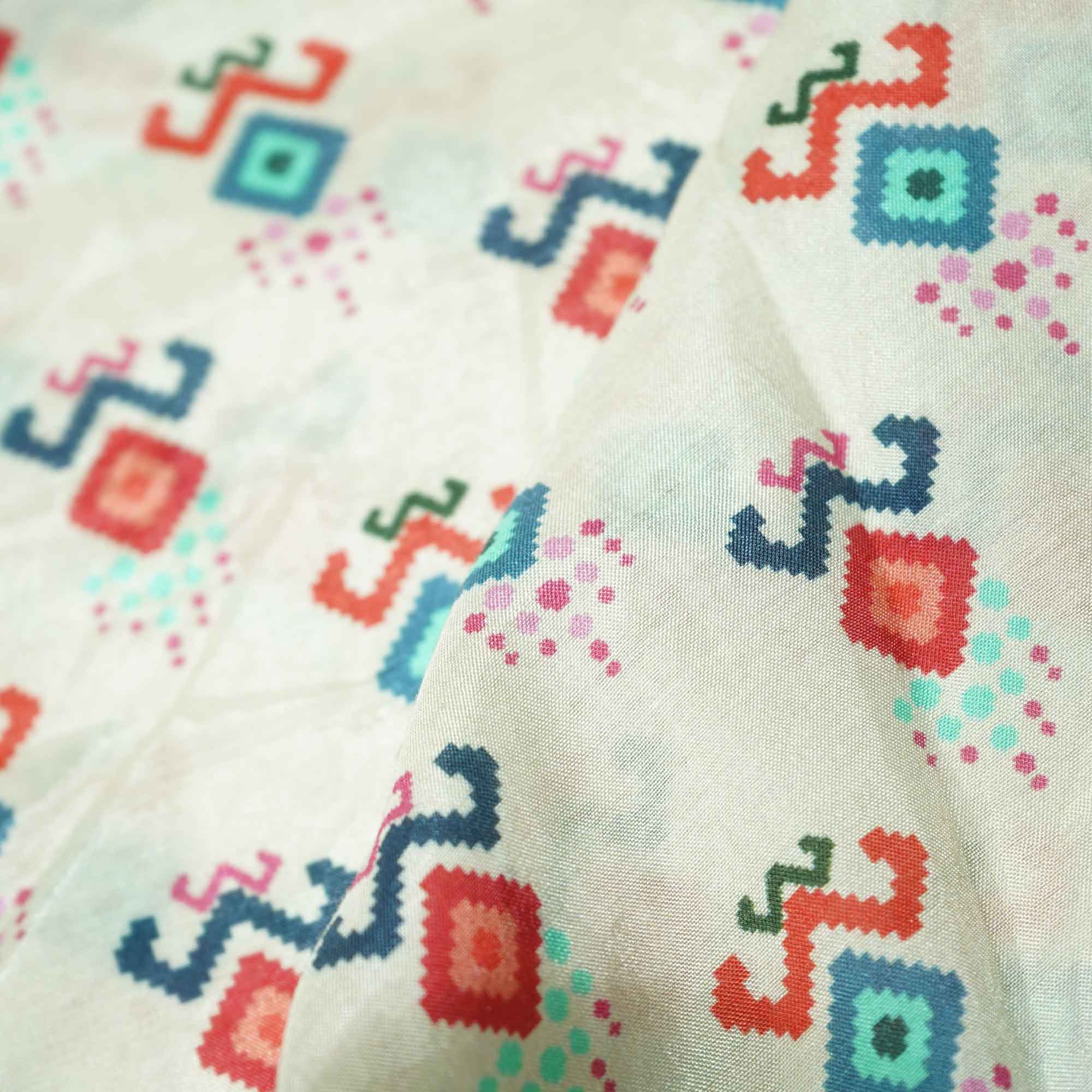 Golden Abstract Print Muslin SSF-16173 - Image 3