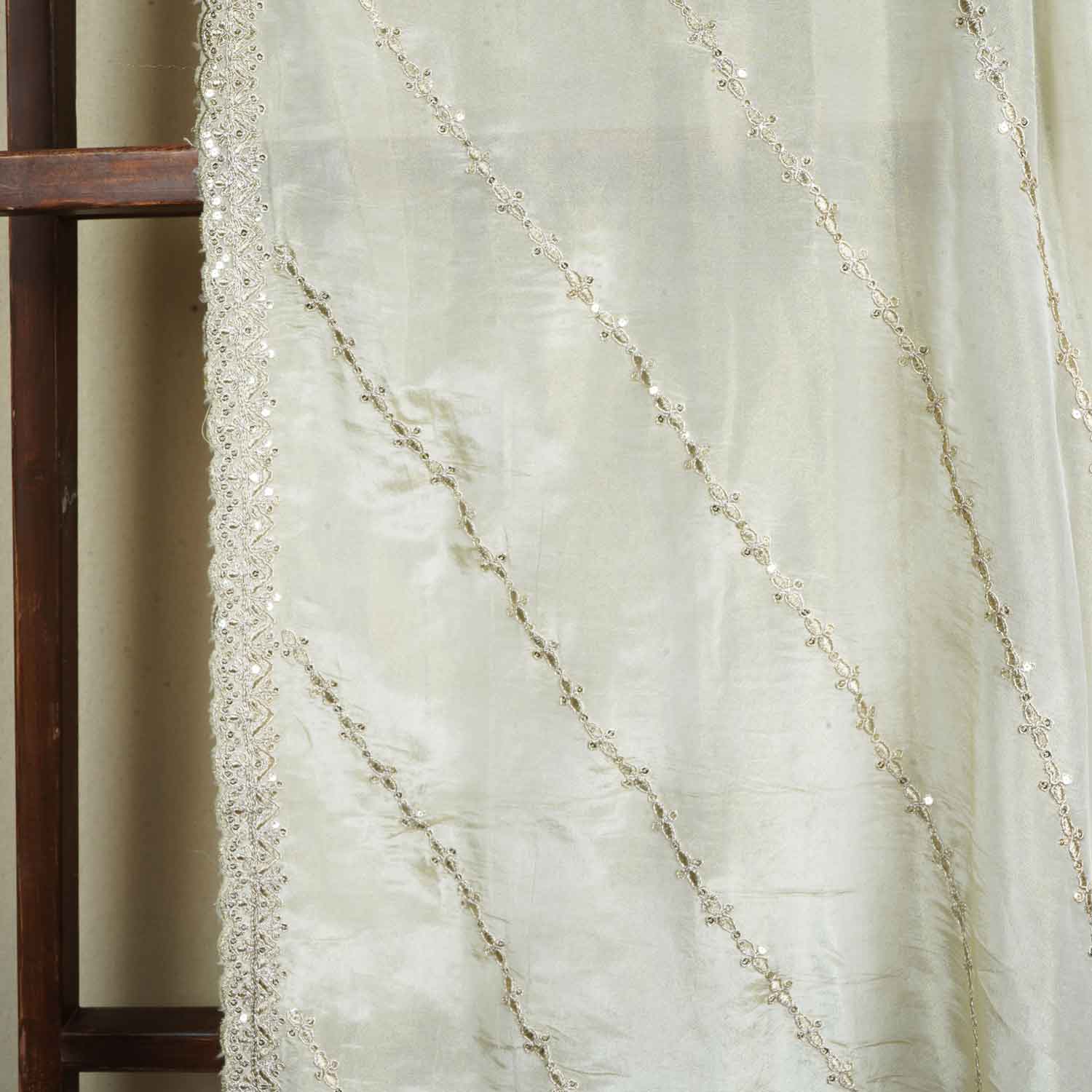 Golden Dyeable Zari Embroidery Tissue Dupatta SC-27872 - Image 3