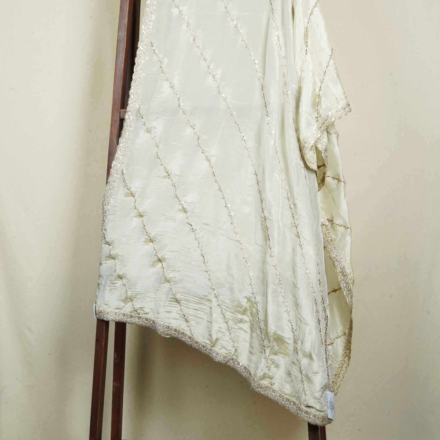 Golden Dyeable Zari Embroidery Tissue Dupatta SC-27873 - Image 2