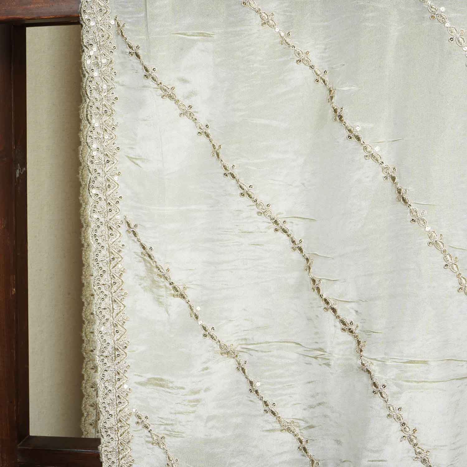 Golden Dyeable Zari Embroidery Tissue Dupatta SC-27873 - Image 3
