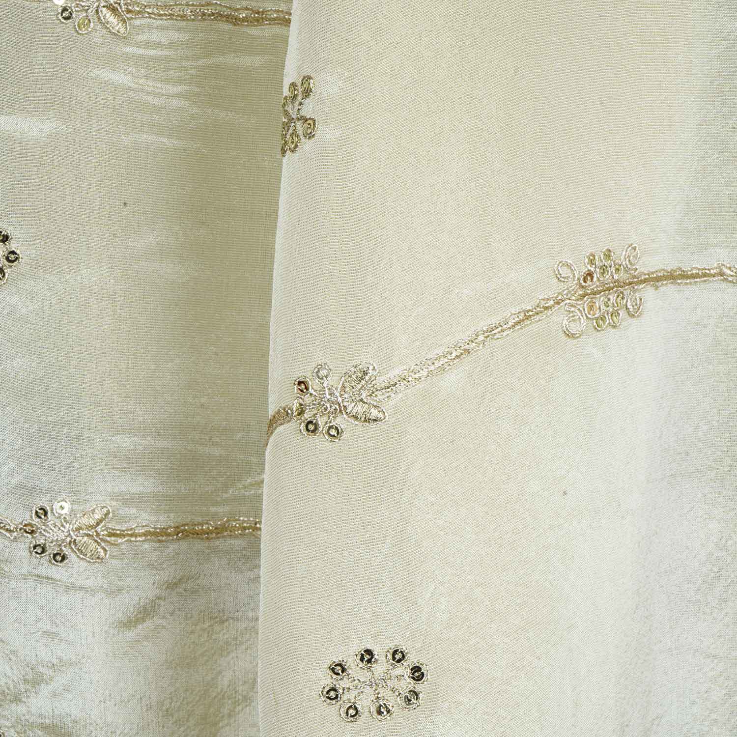 Golden Dyeable Zari Embroidery Tissue Dupatta SC-27875 - Image 4
