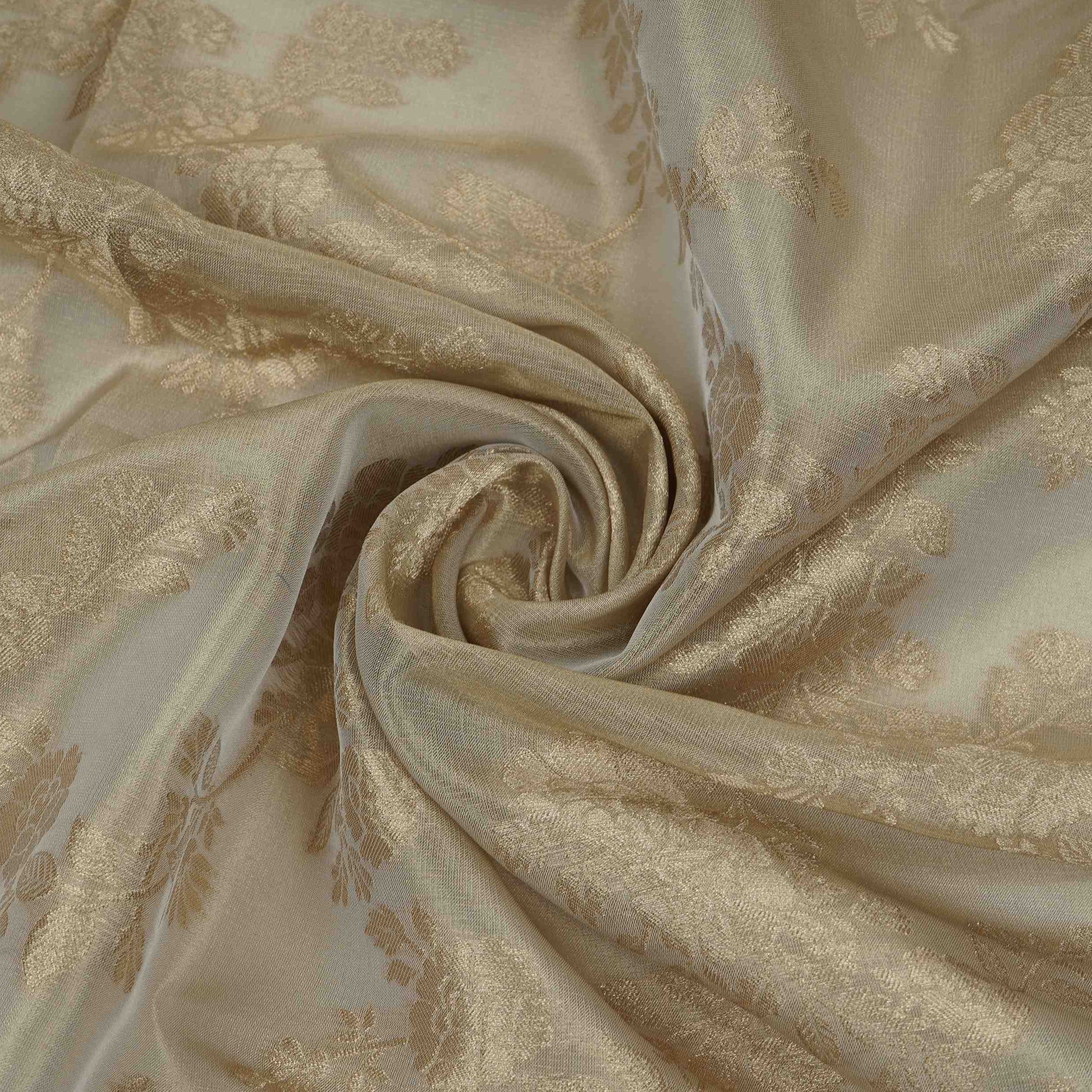 Golden Floral Jaal Kanjivaram Silk Fabric MTI-32418 - Image 4