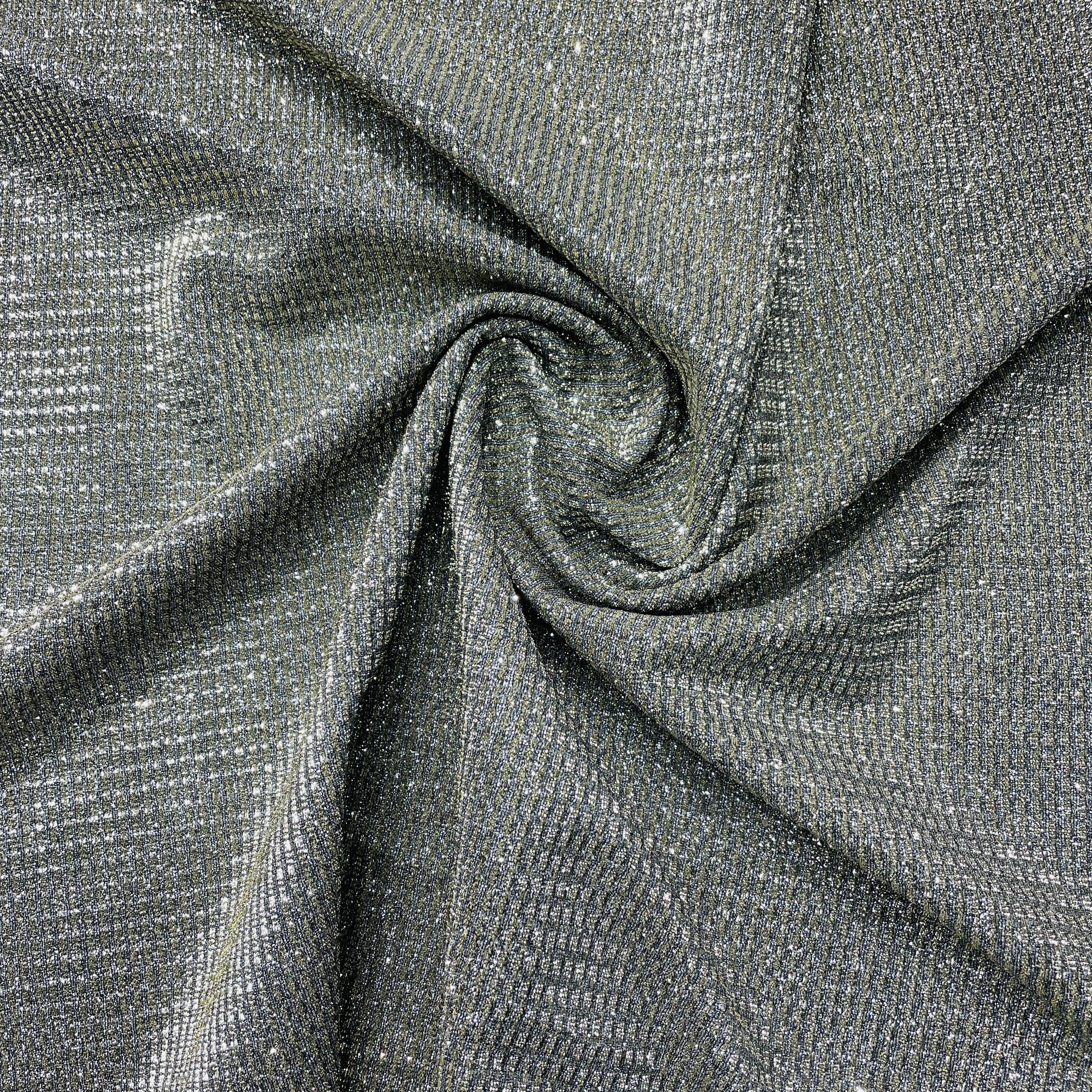 Golden Foil Print Shimmer Knitted Lycra Fabric