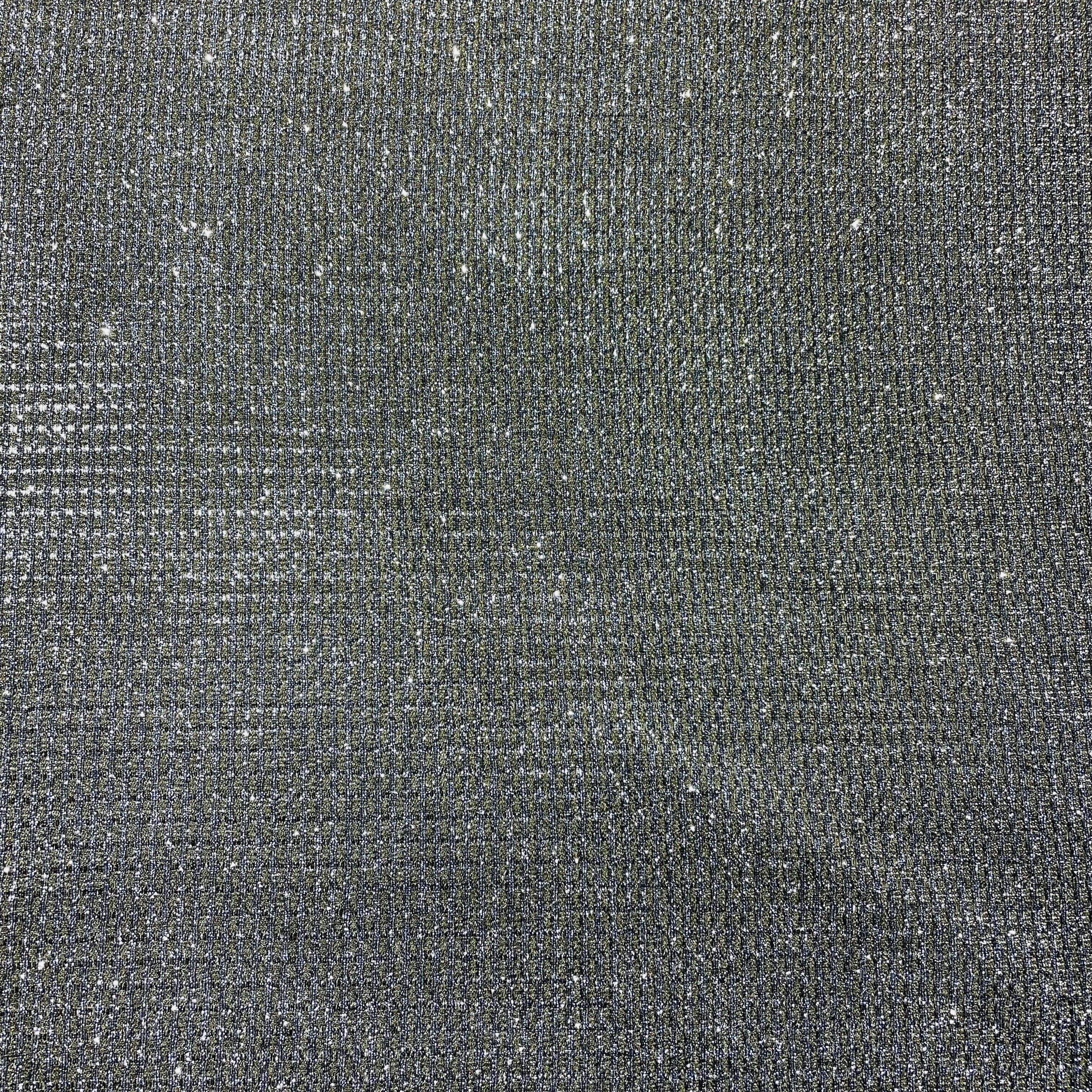 Golden Foil Print Shimmer Knitted Lycra Fabric - Image 2