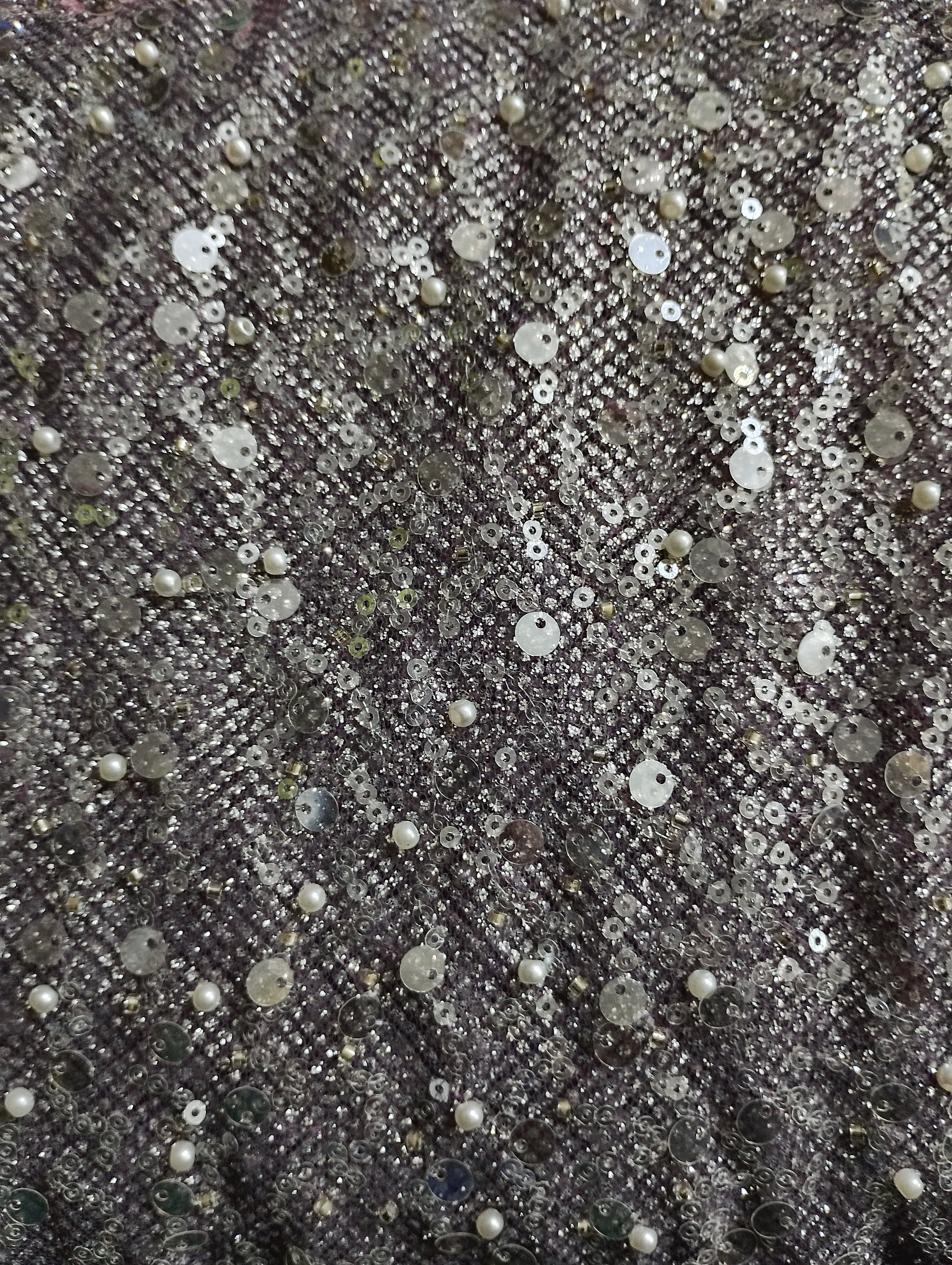 Lavender Imported Pearl & Sequence Embroidery Net Fabric 9424 - Image 2