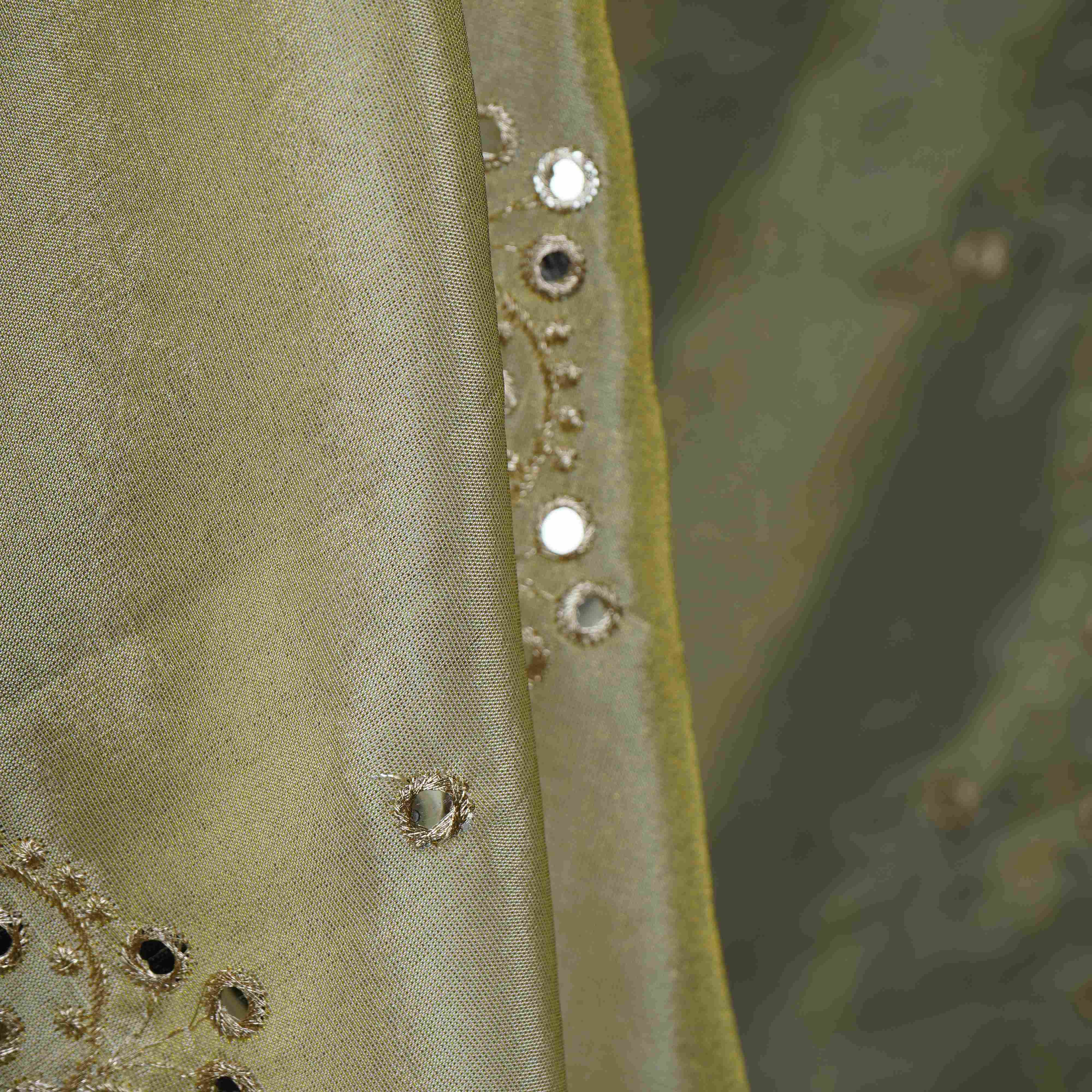 Golden mirror thread embroidery Tissue Dupatta SU-31042 - Image 4