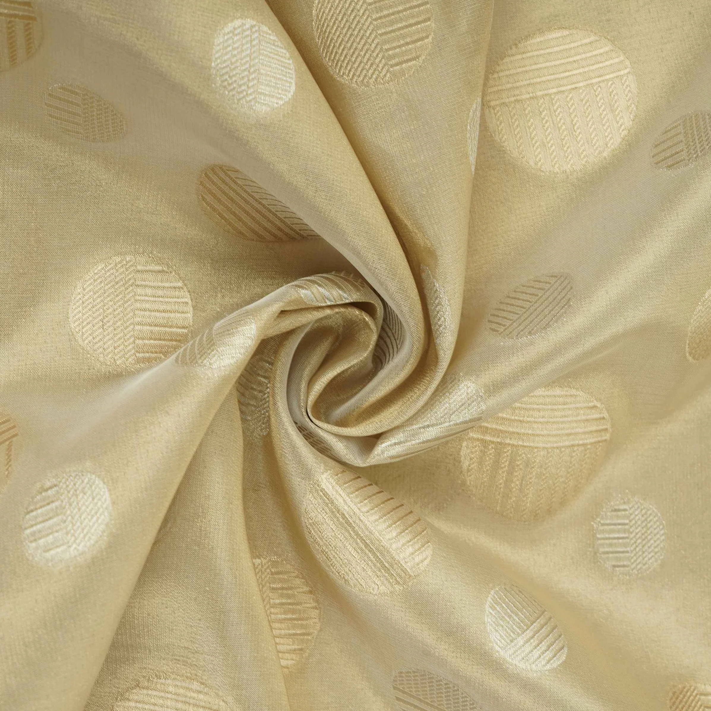 Golden & Silver Polka Dot Kanjivaram Silk Fabric MTI-32456 - Image 4