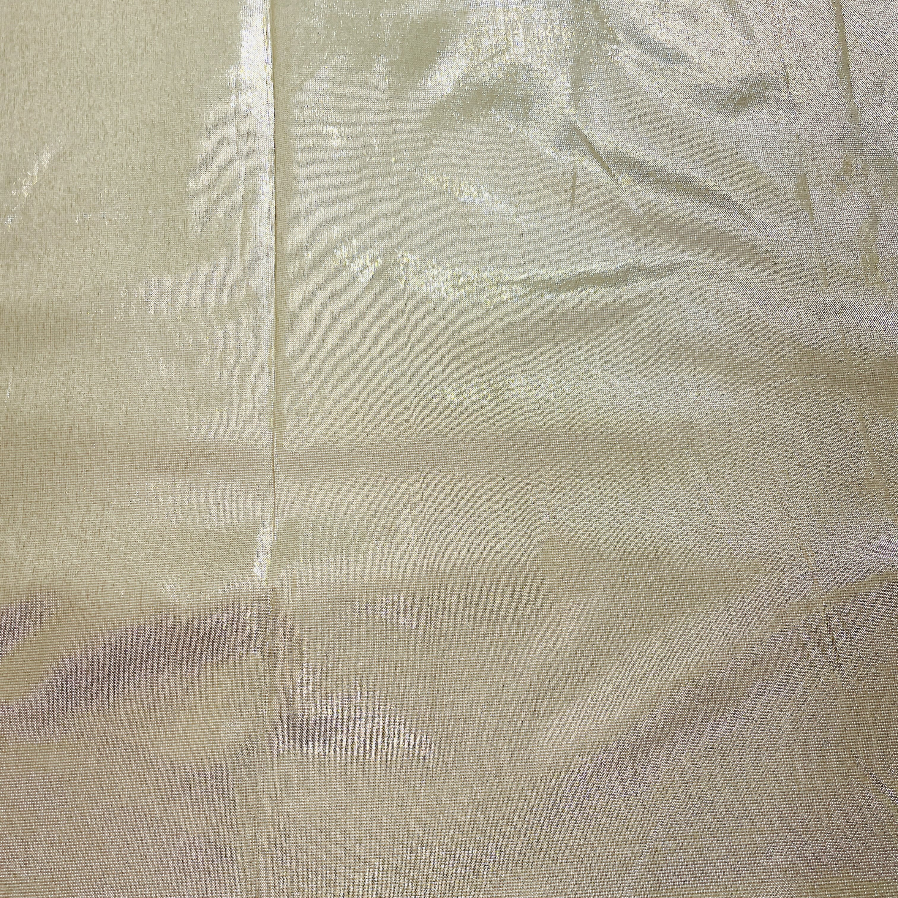Golden Solid Shimmer Banarsi Satin Brocade Fabric - Image 2