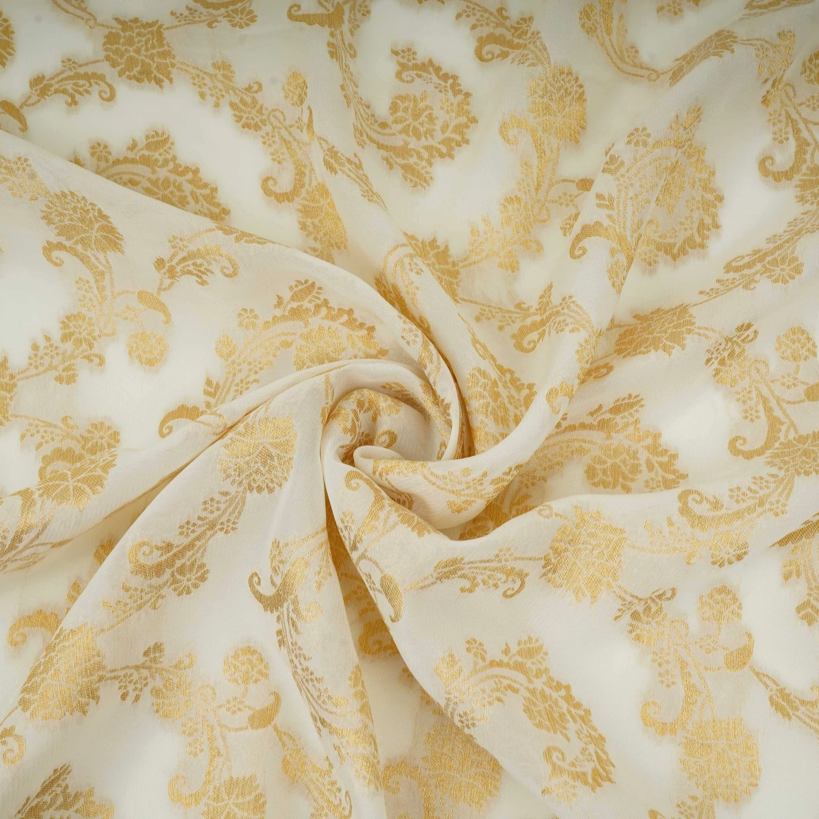 White floral Jaal Georgette Fabric MTI-31222 - Image 3