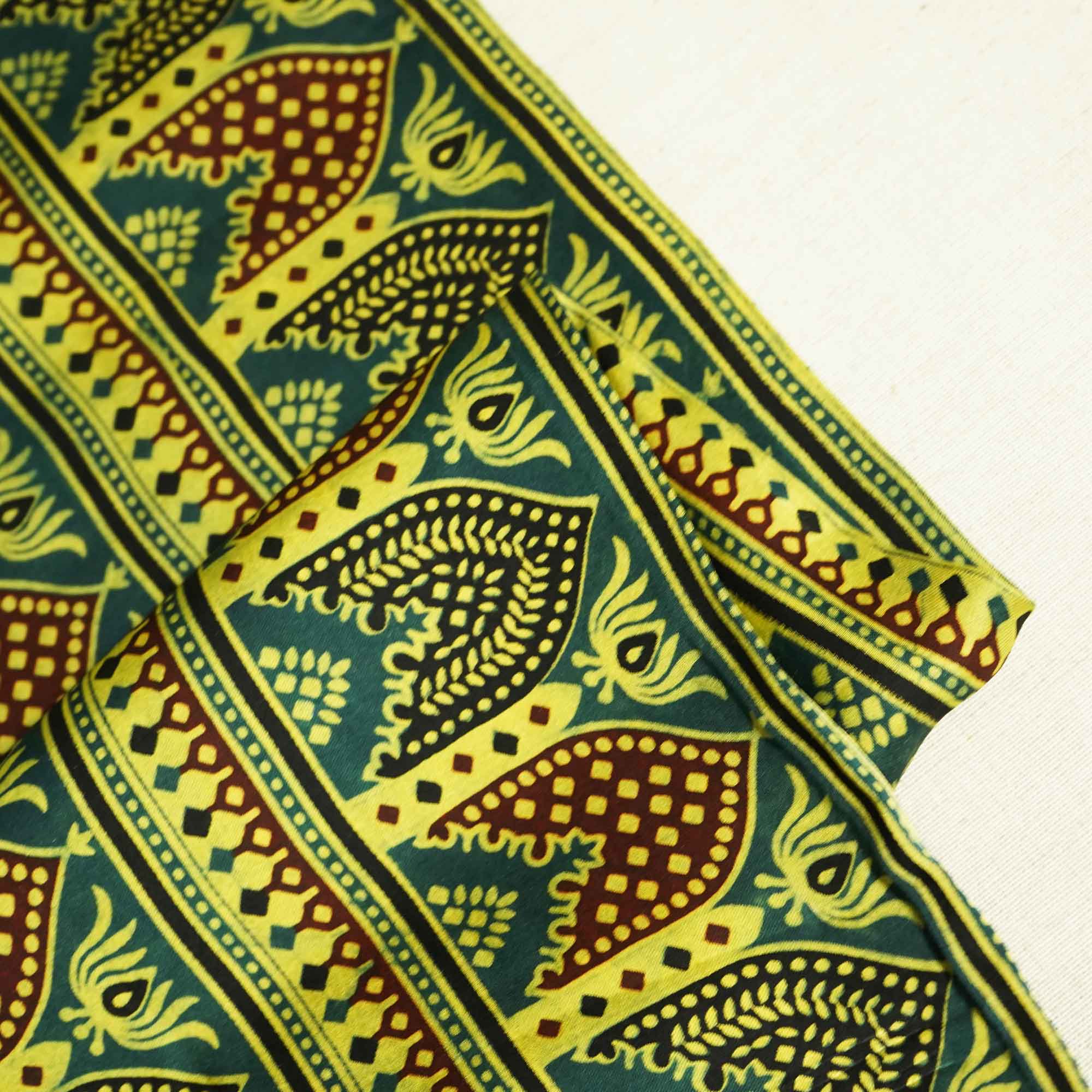 Green Ajrakh Print Modal Satin Fabric 0070 18172 - Image 2