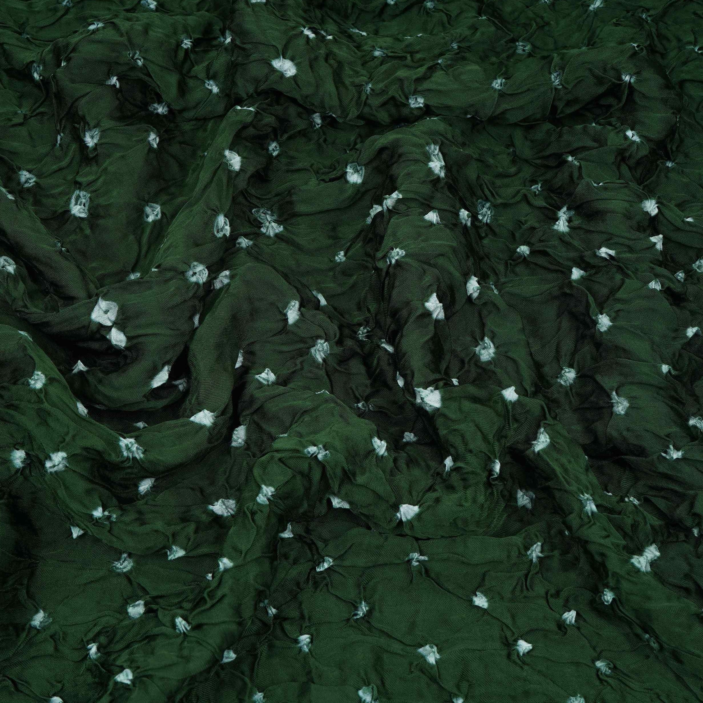 Green Bandhani Print Modal Satin Fabric EEG-32222 - Image 3