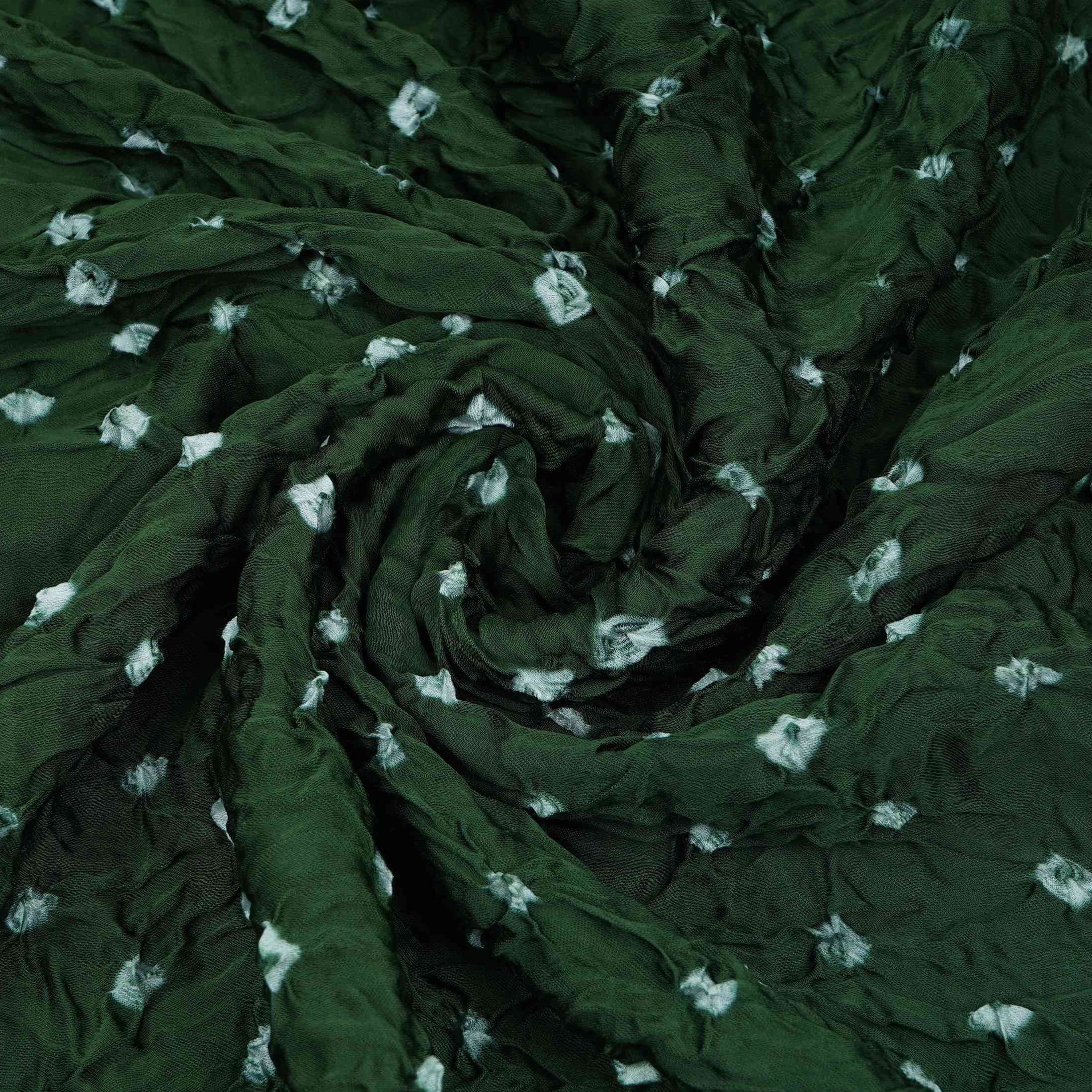 Green Bandhani Print Modal Satin Fabric EEG-32222 - Image 4