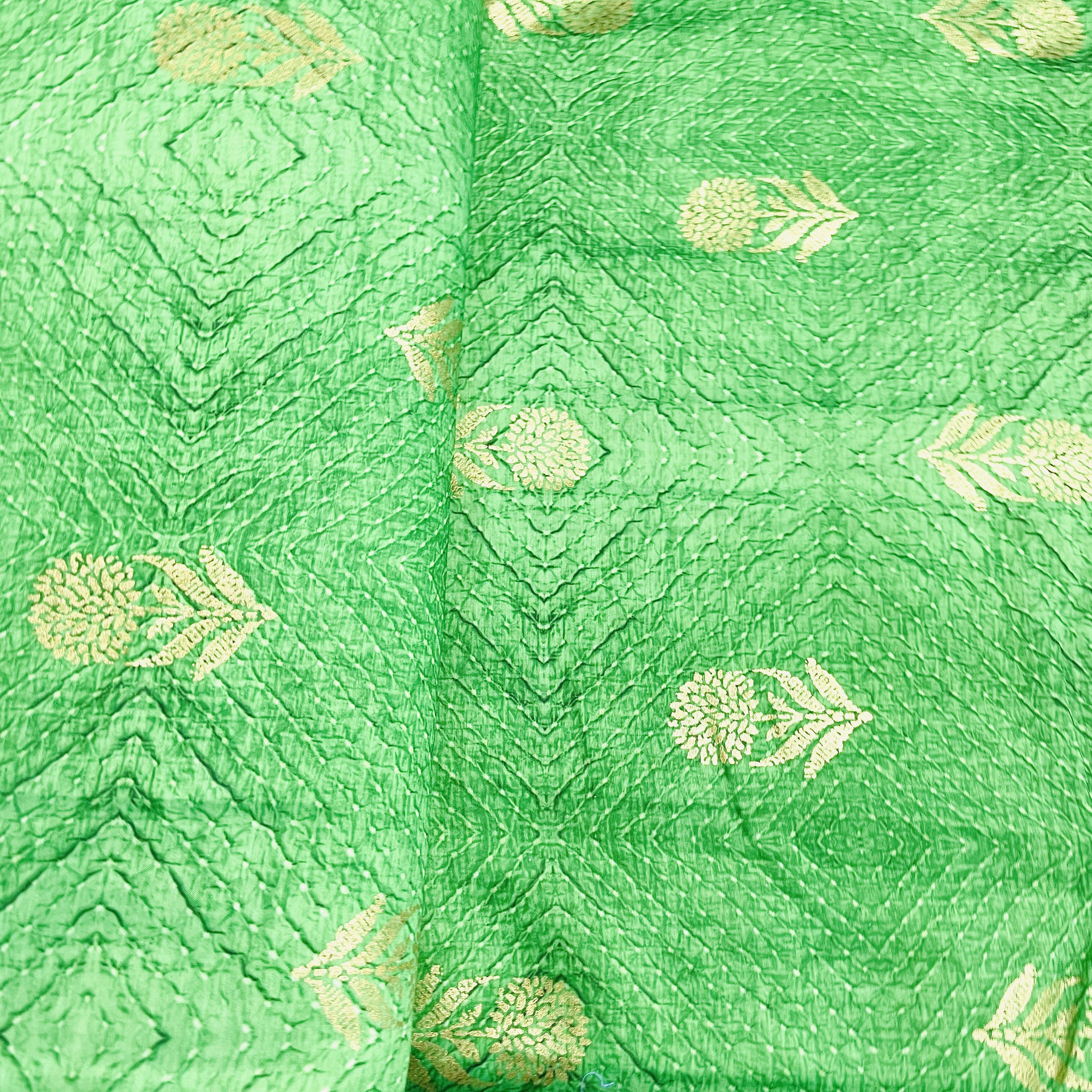 Green Bandhani With Foil Chanderi Fabric 30 - Image 4