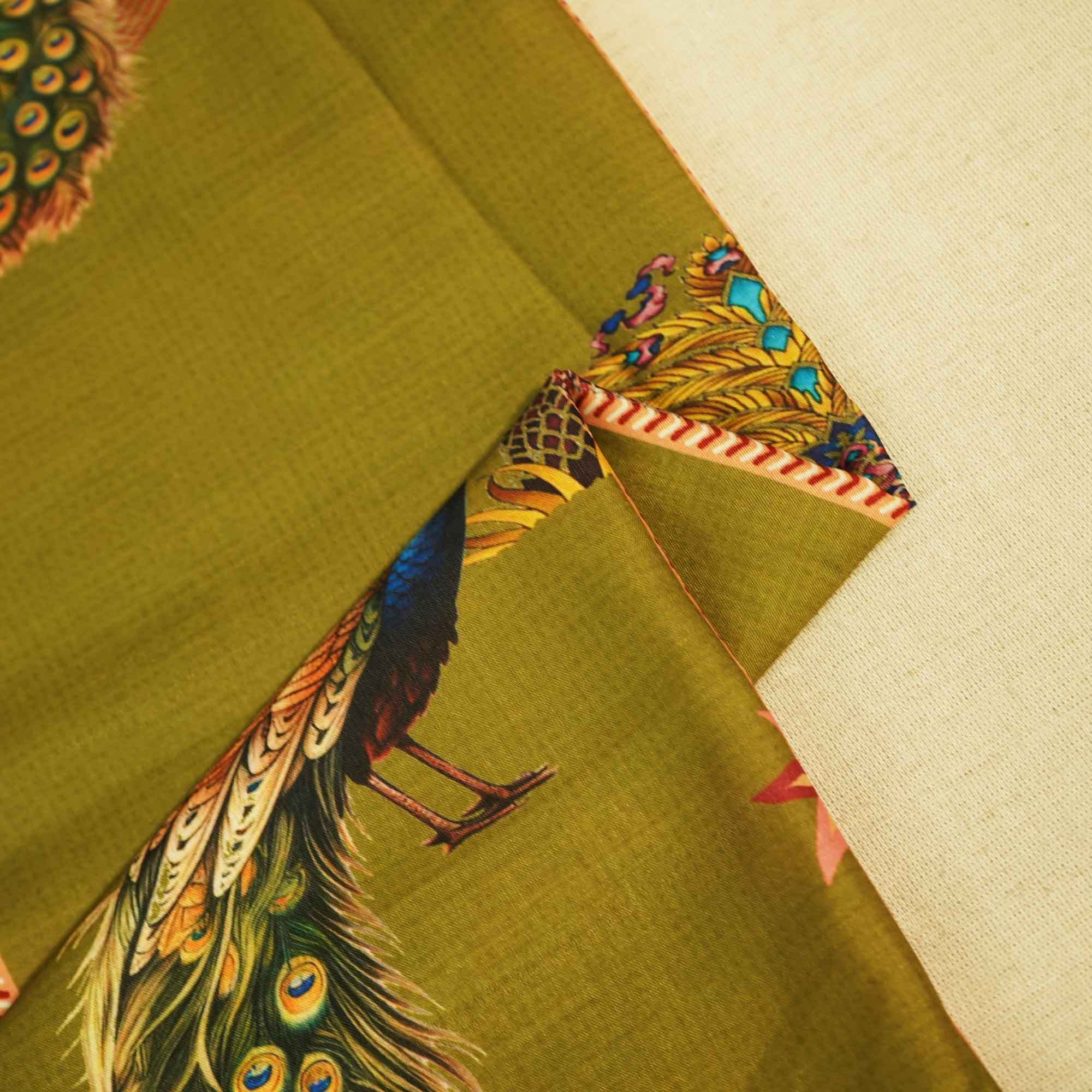 Green Bird Print Muslin Fabric MTF-26506 - Image 2