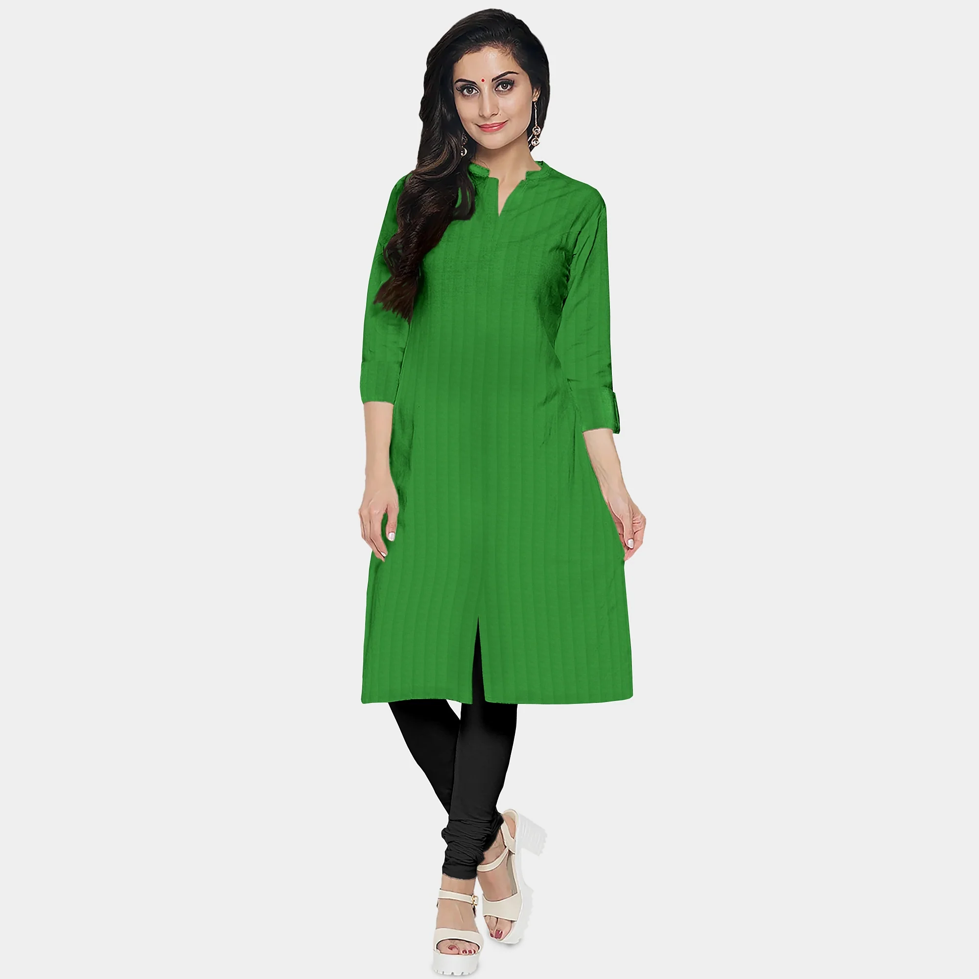 Green Solid Georgette Fabric - Image 3