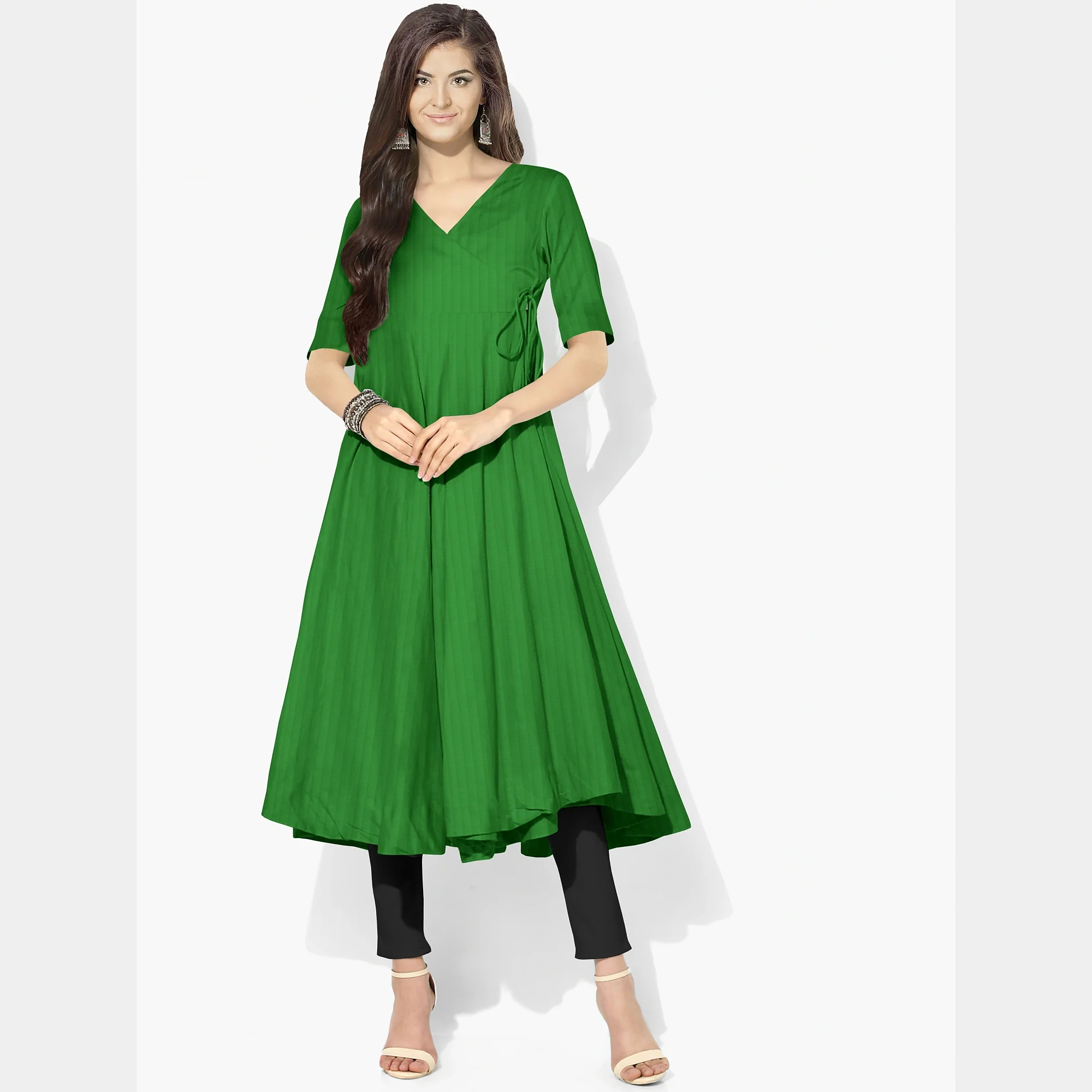 Green Solid Georgette Fabric - Image 4