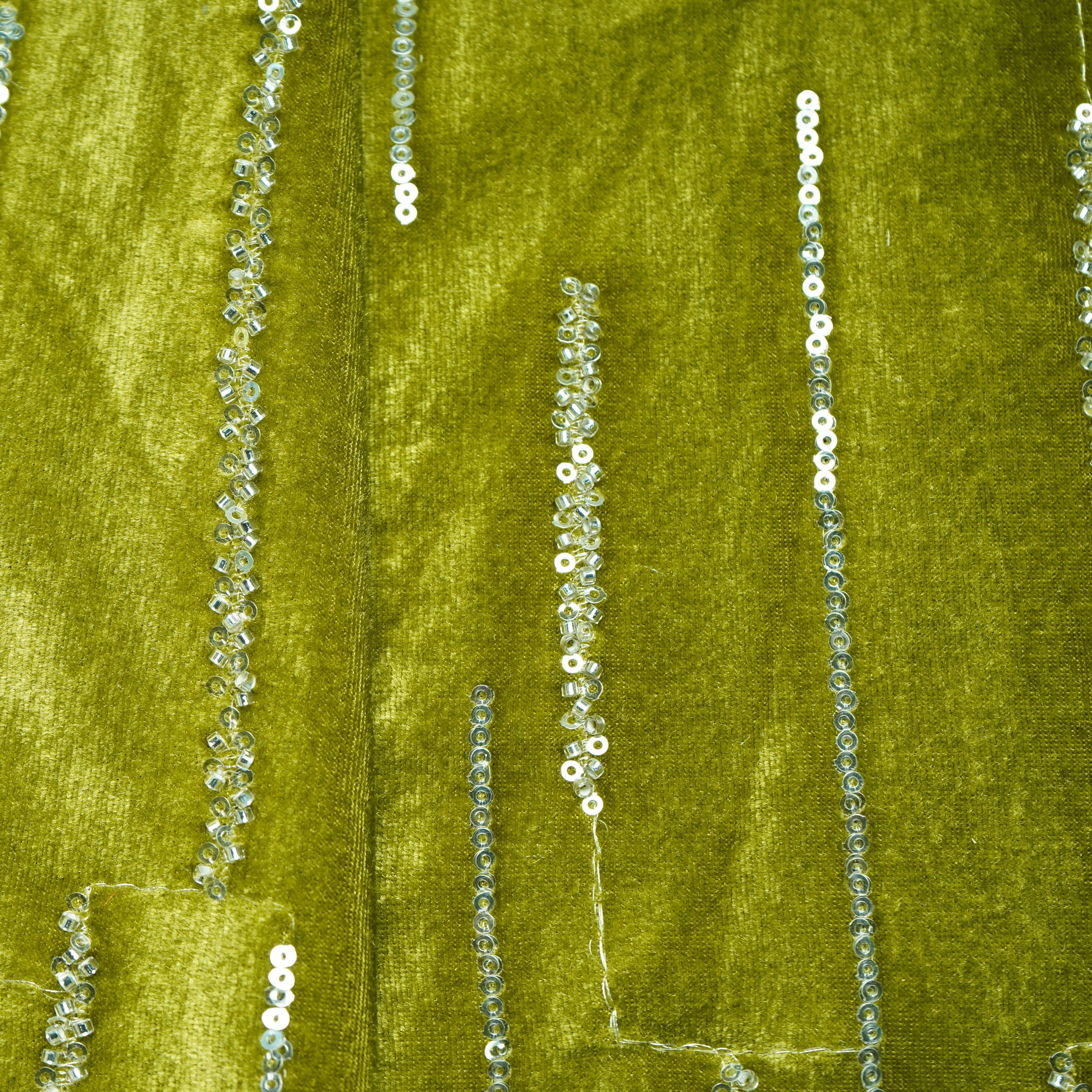 Green Cutdana Embroidery Velvet Fabric 20884 - Image 2