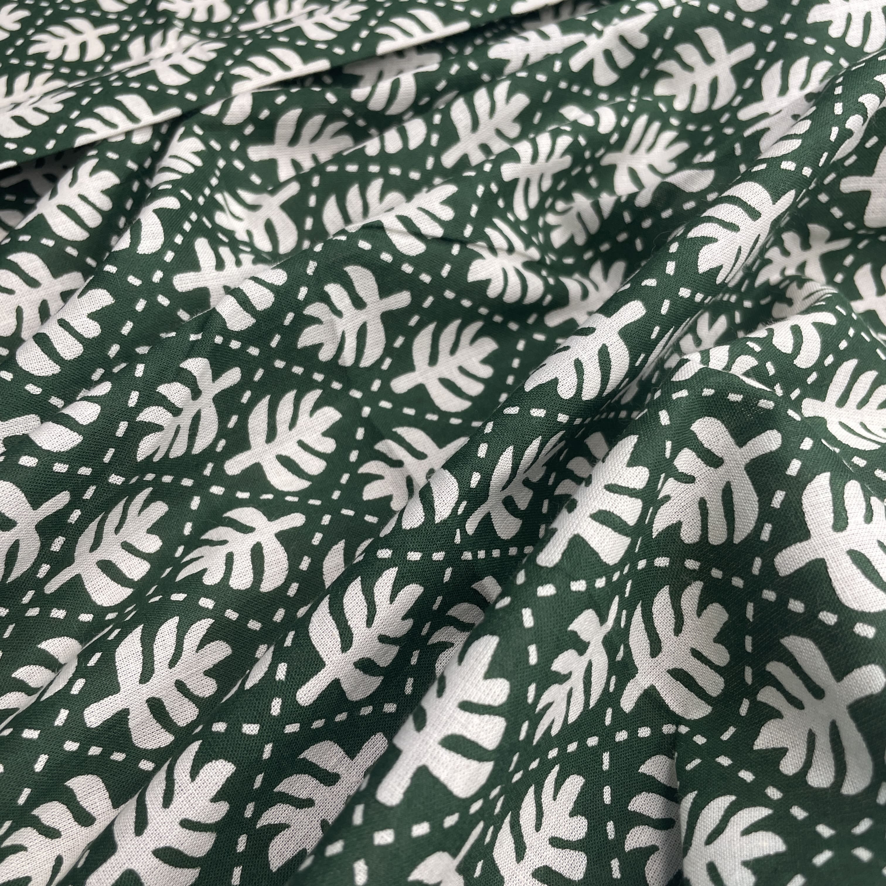 Green Dabu Print Cotton Fabric - Image 3