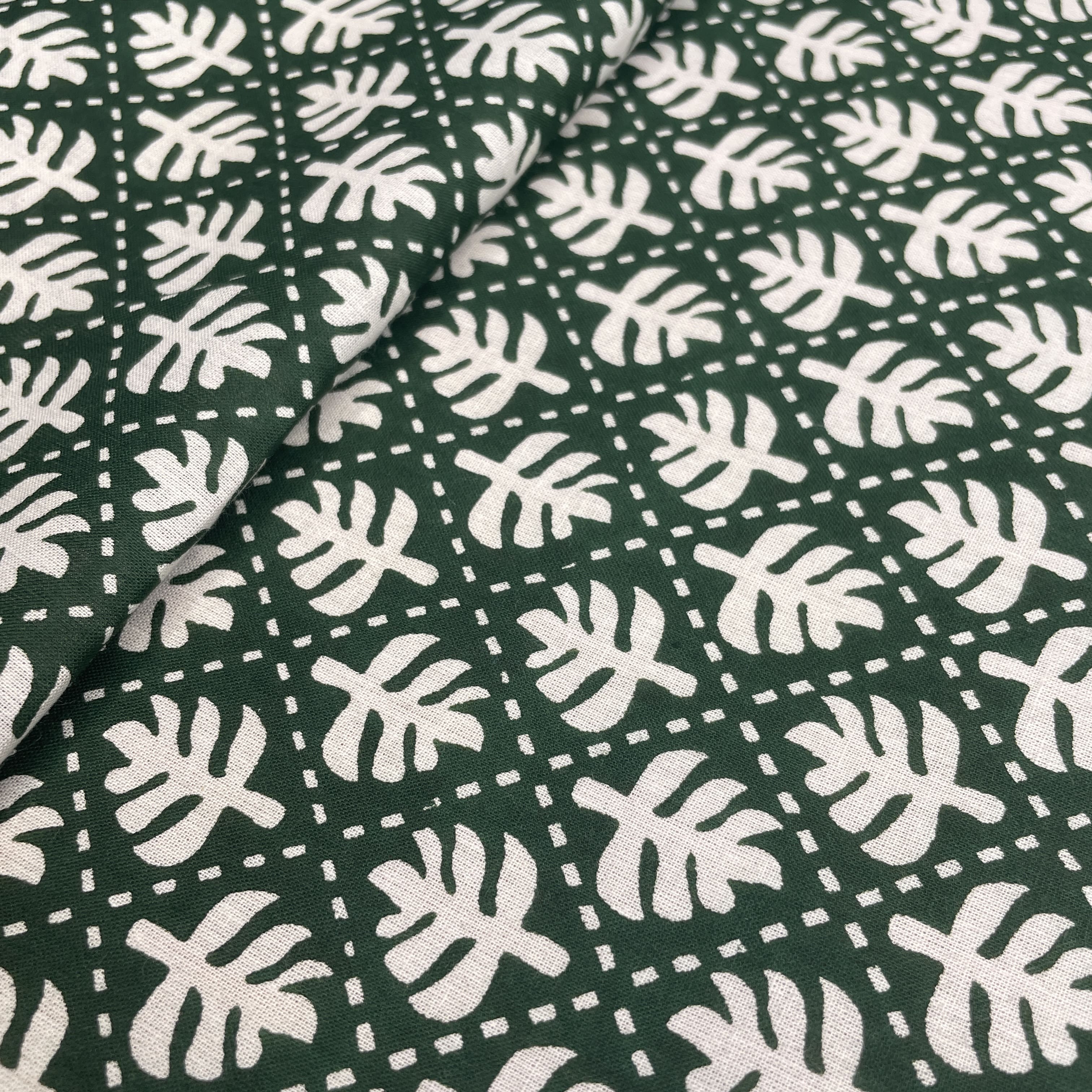 Green Dabu Print Cotton Fabric - Image 4
