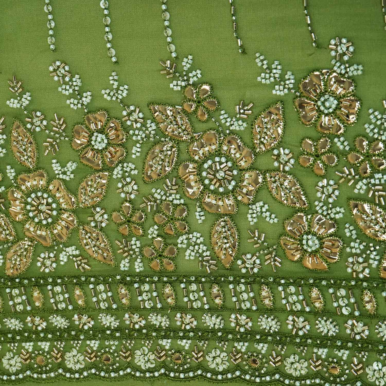 Green Embroidery Cut Dana Georgette Fabric WI-27281 - Image 4