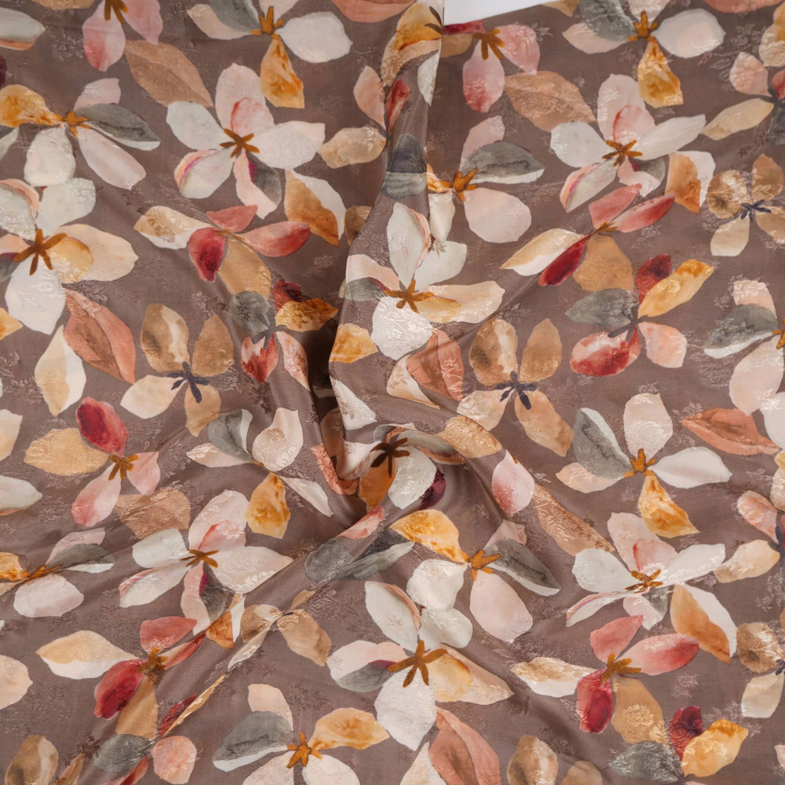 Green floral Jacquard Pure Crepe Fabric MTFG-31102 - Image 2