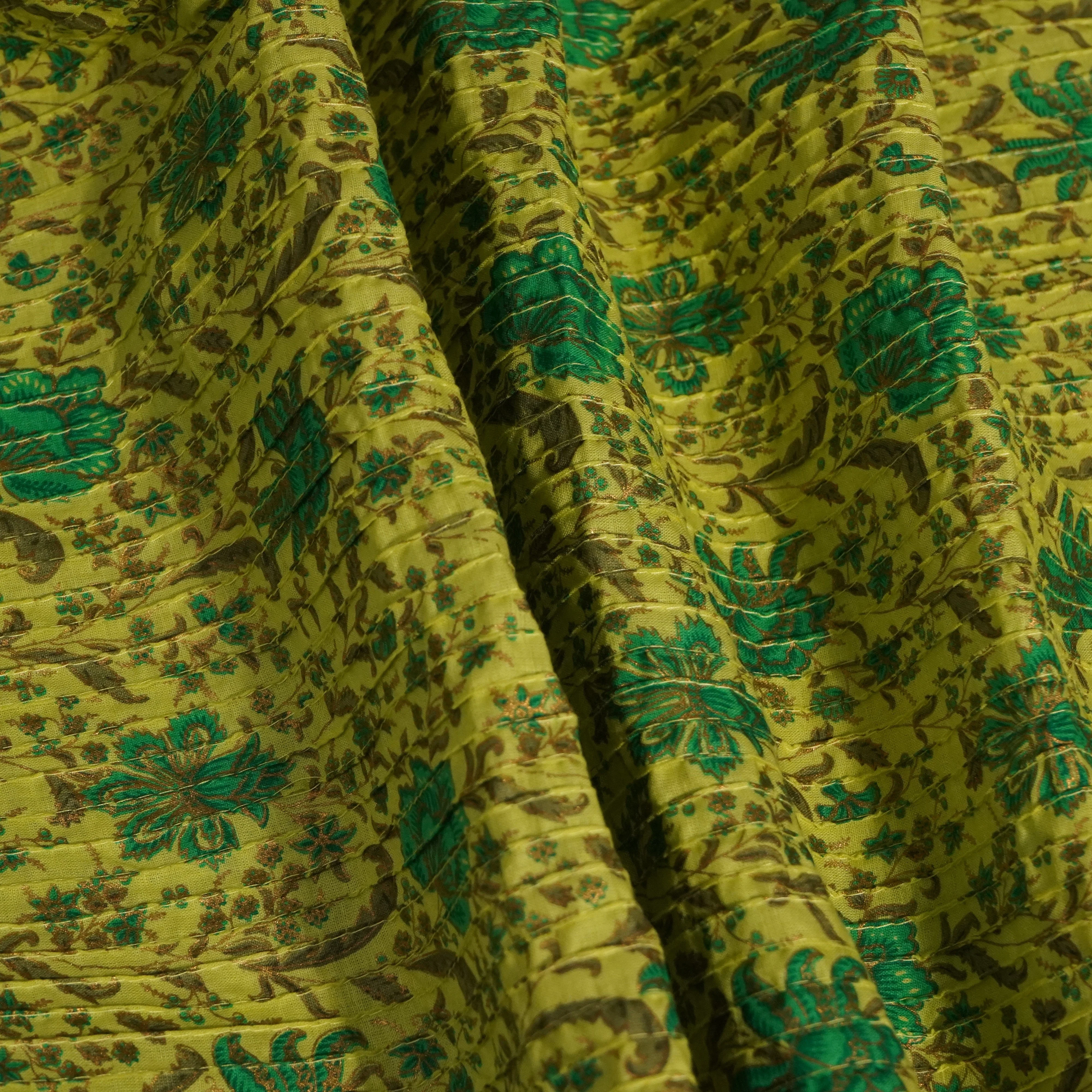 Green Floral Pintuck Cotton Fabric PB-23801 - Image 3