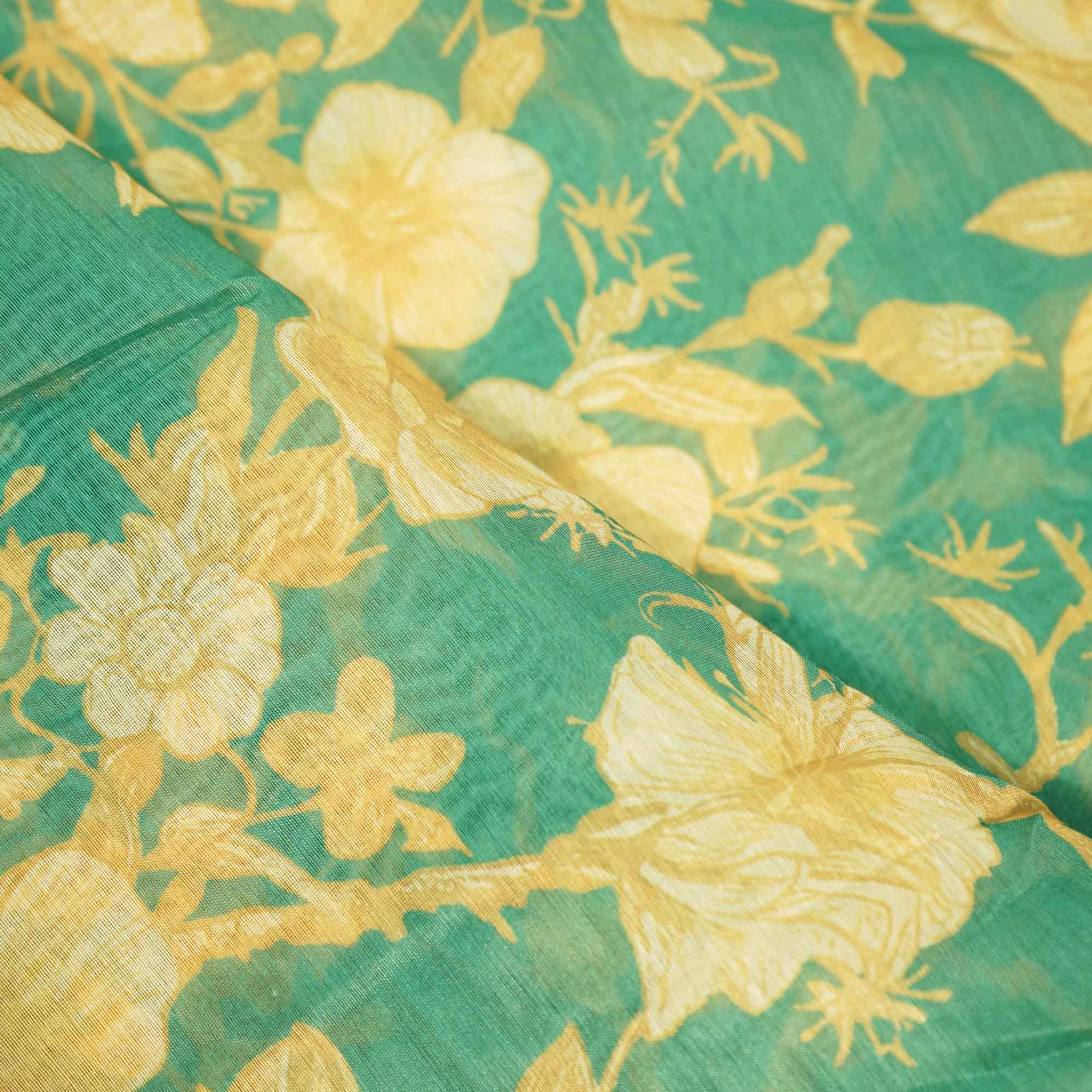 Green Floral Print Chanderi Fabric MTF-25891 - Image 3