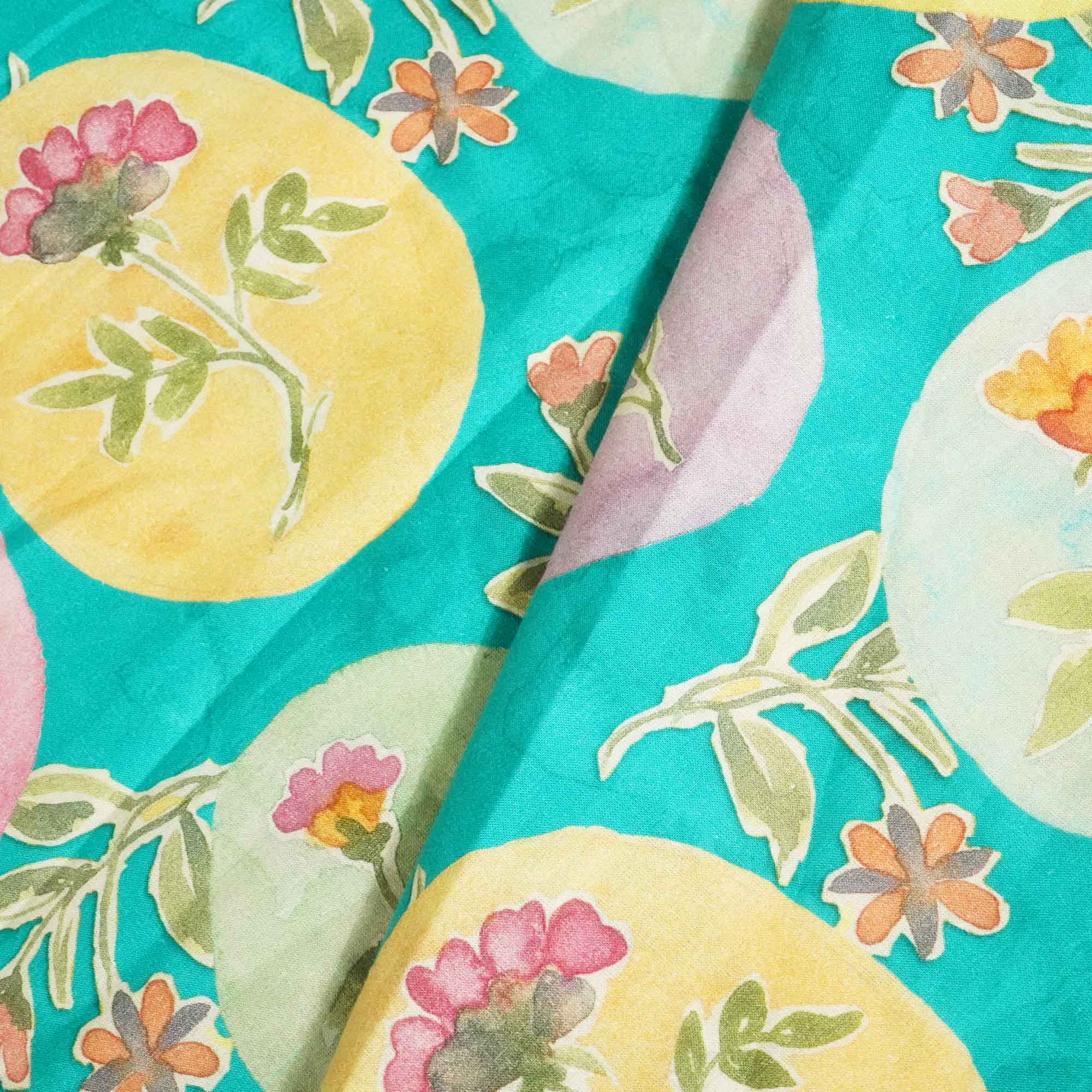 Green Floral Print Cotton Fabric RT-17572 - Image 3