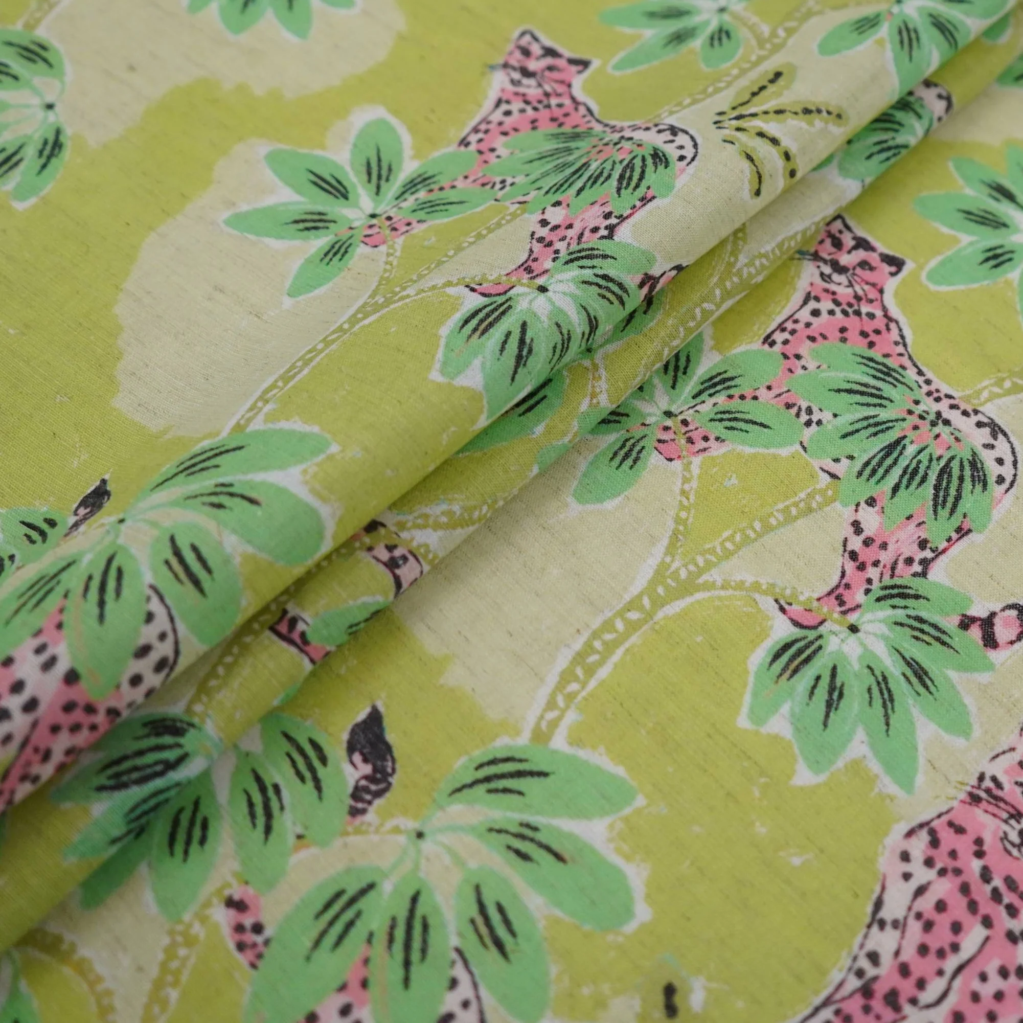 Green floral print Cotton Linen Fabric DE-32145 - Image 5
