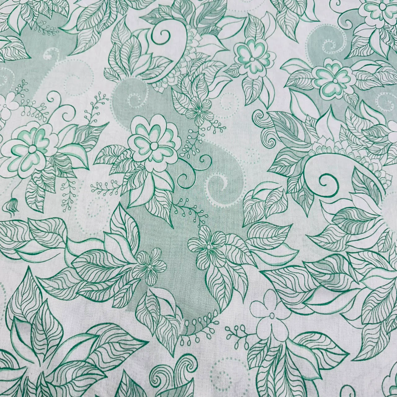 Green floral print Mulmul Fabric 21885 - Image 2