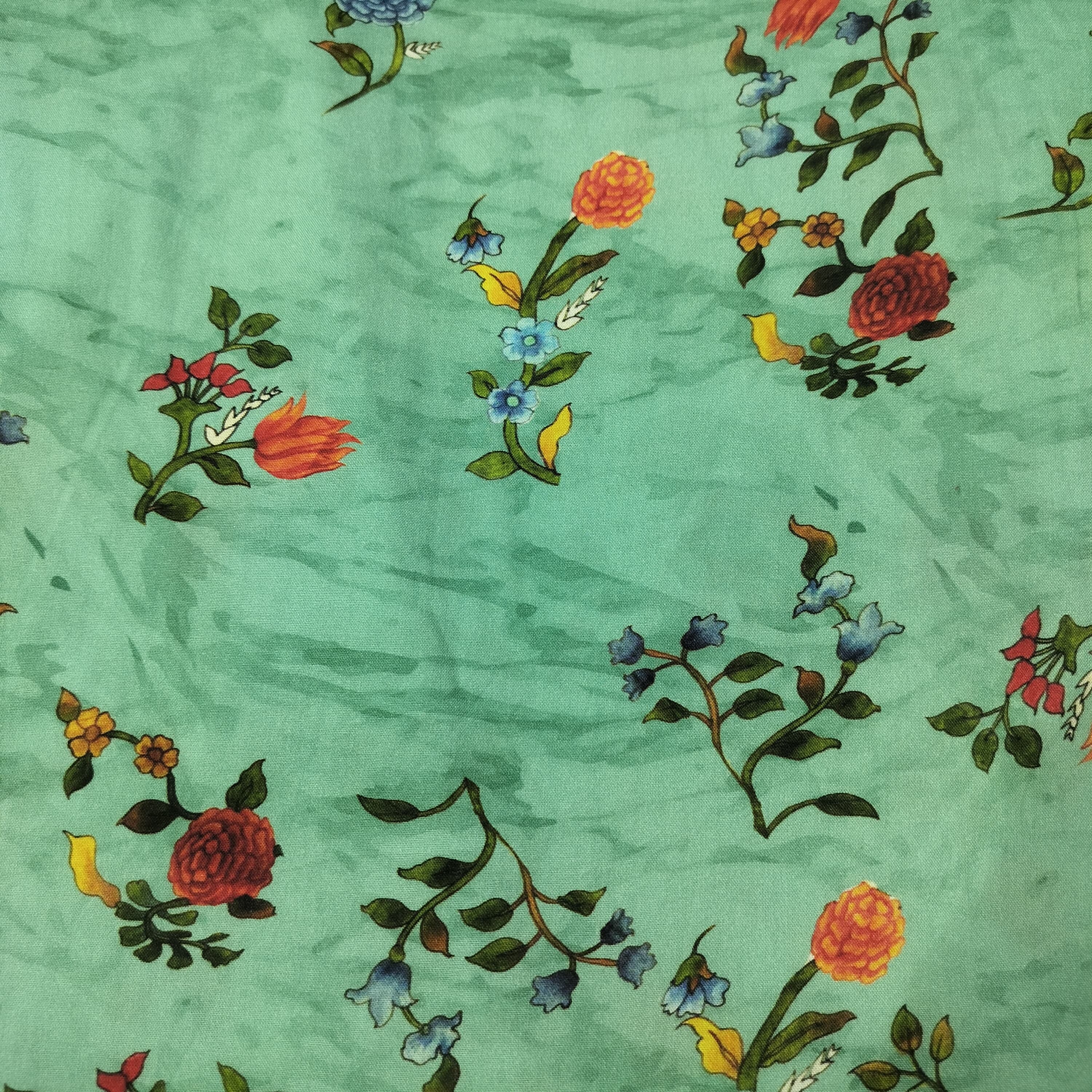Green Floral Printed Rayon Fabric 4426 - Image 2